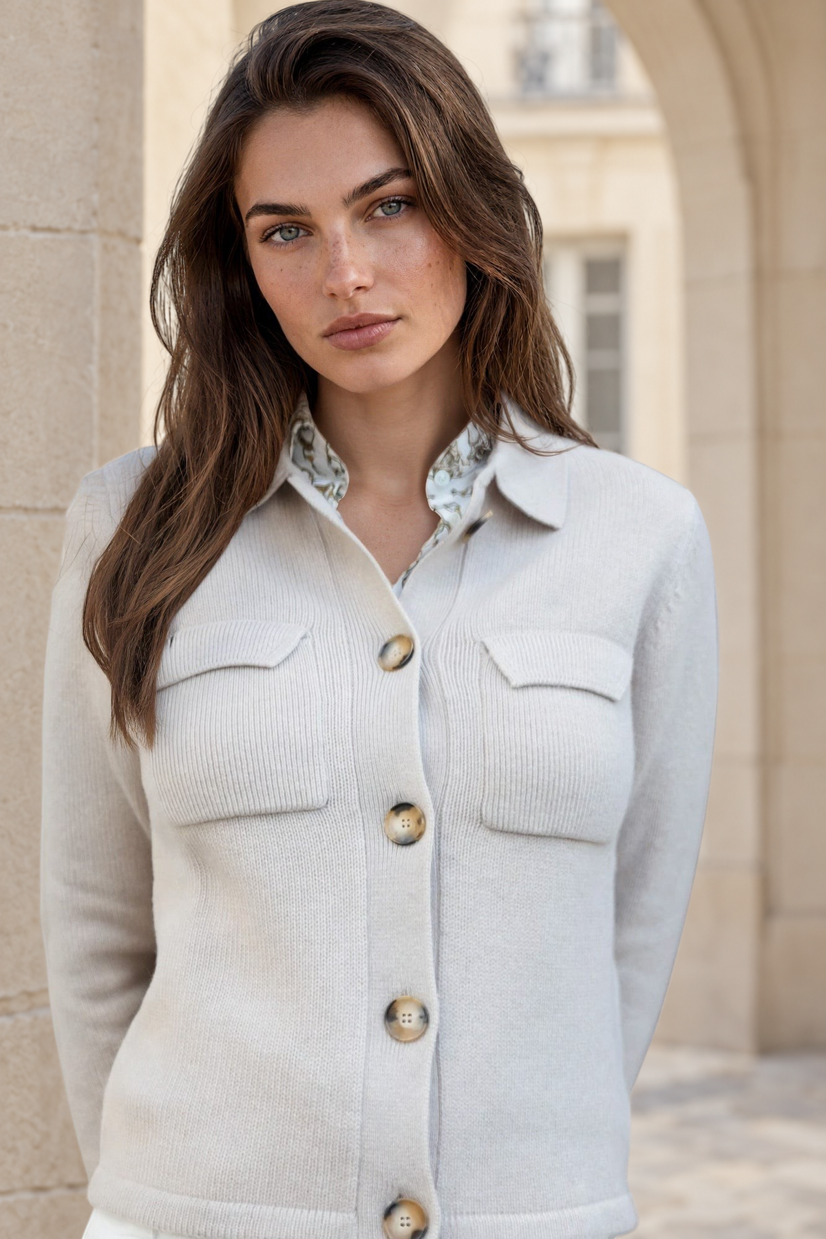 Gilet Jill en laine mérinos et cachemire - Pierre-PULL FEMME-Curling-Paris