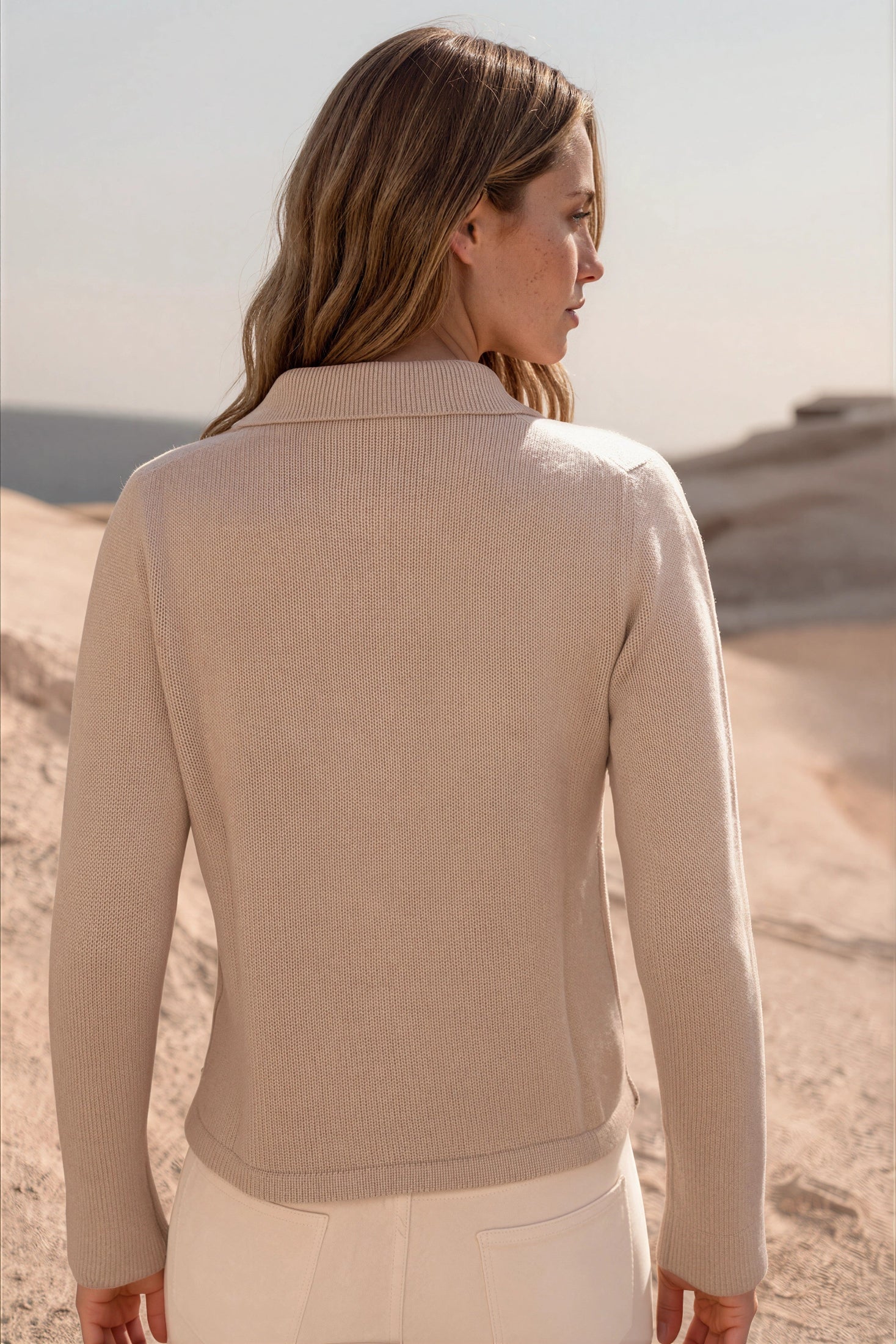 Gilet Jill en laine mérinos et cachemire - Taupe-PULL FEMME-Curling-Paris