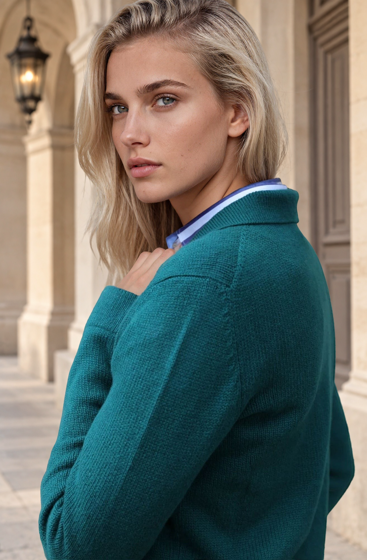 Gilet Jill en laine mérinos et cachemire - Vert-PULL FEMME-Curling-Paris