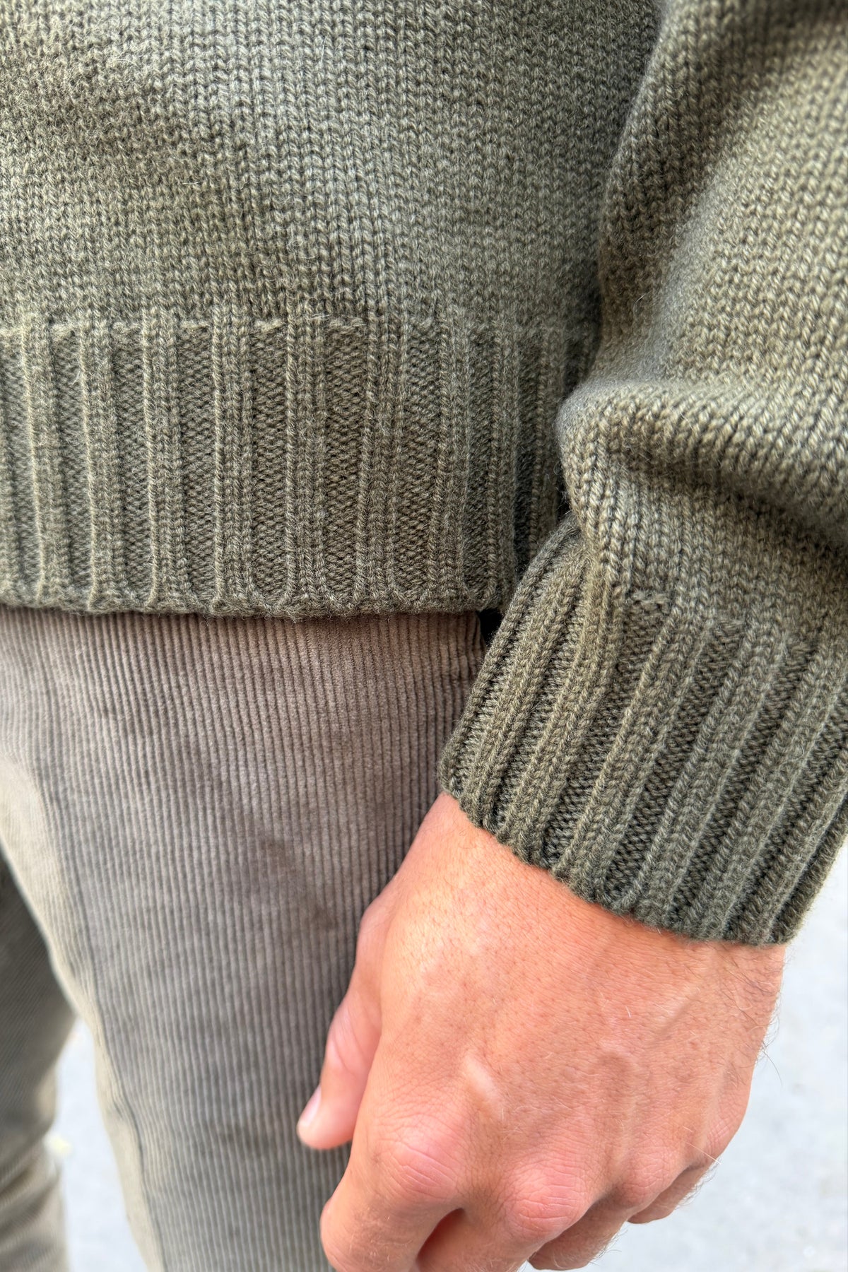 Gilet Lucas en grosse maille laine & cachemire – Kaki-PULL HOMME-Curling-Paris