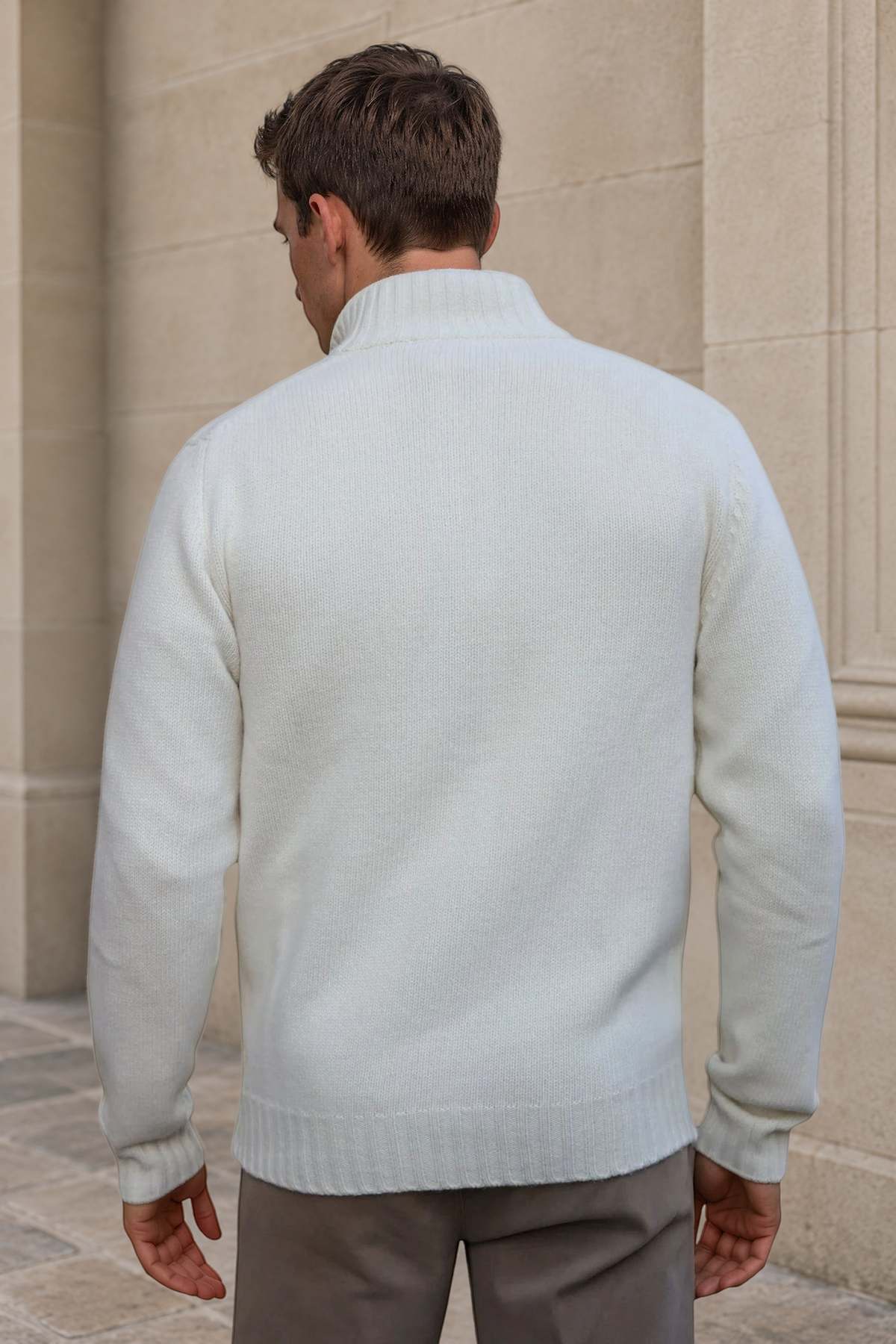 Gilet Lucas en laine et cachemire - Ecru-PULL HOMME-Curling-Paris