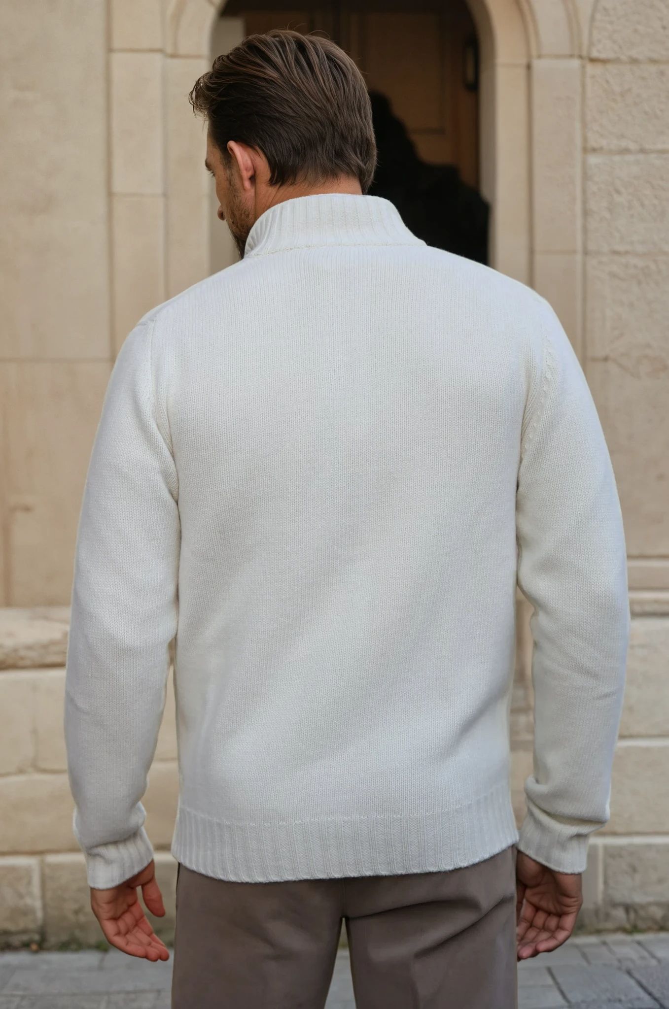 Gilet Lucas en laine et cachemire - Ecru-PULL HOMME-Curling-Paris