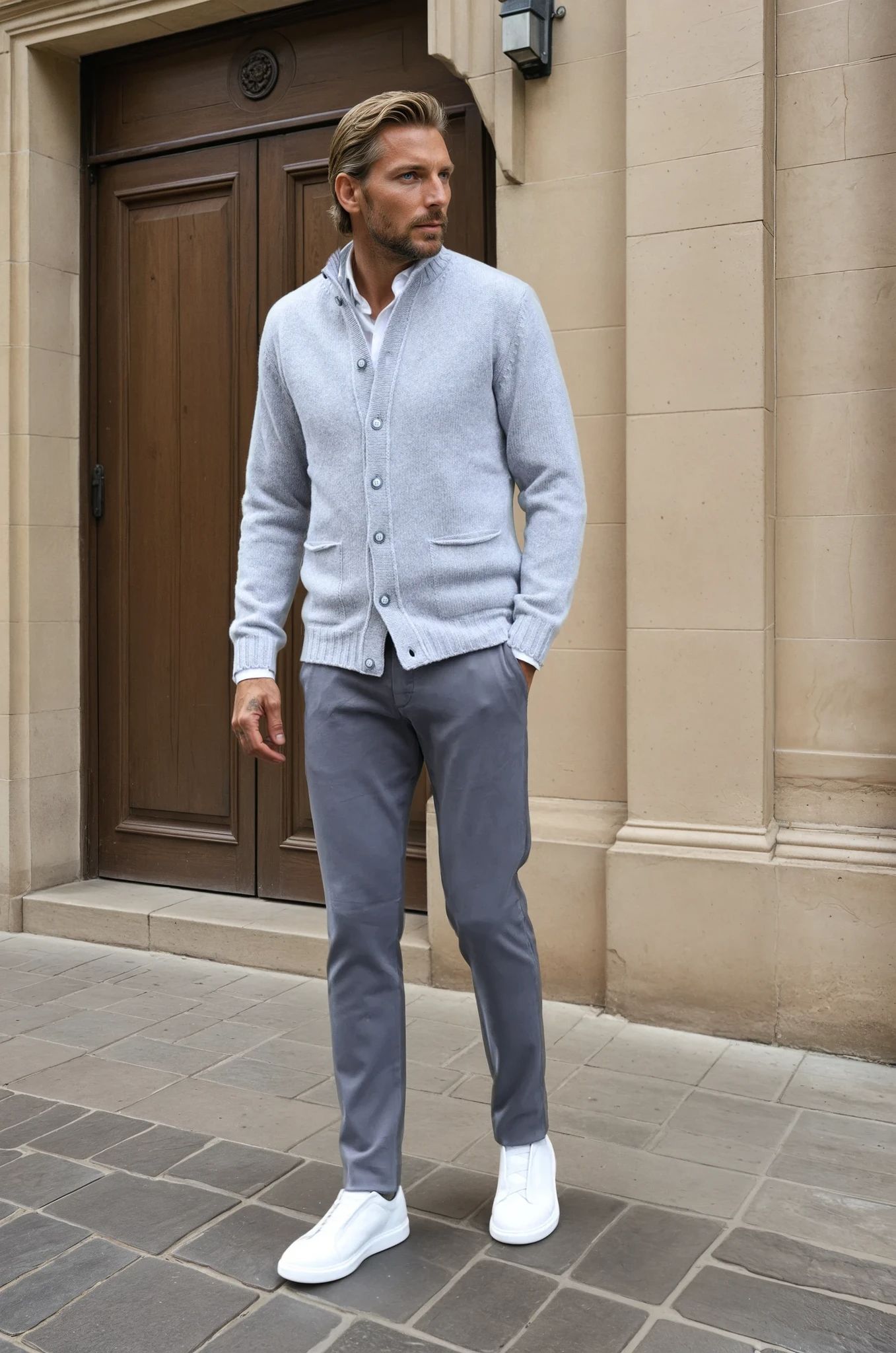 Gilet Lucas en laine et cachemire - Gris Clair-PULL HOMME-Curling-Paris