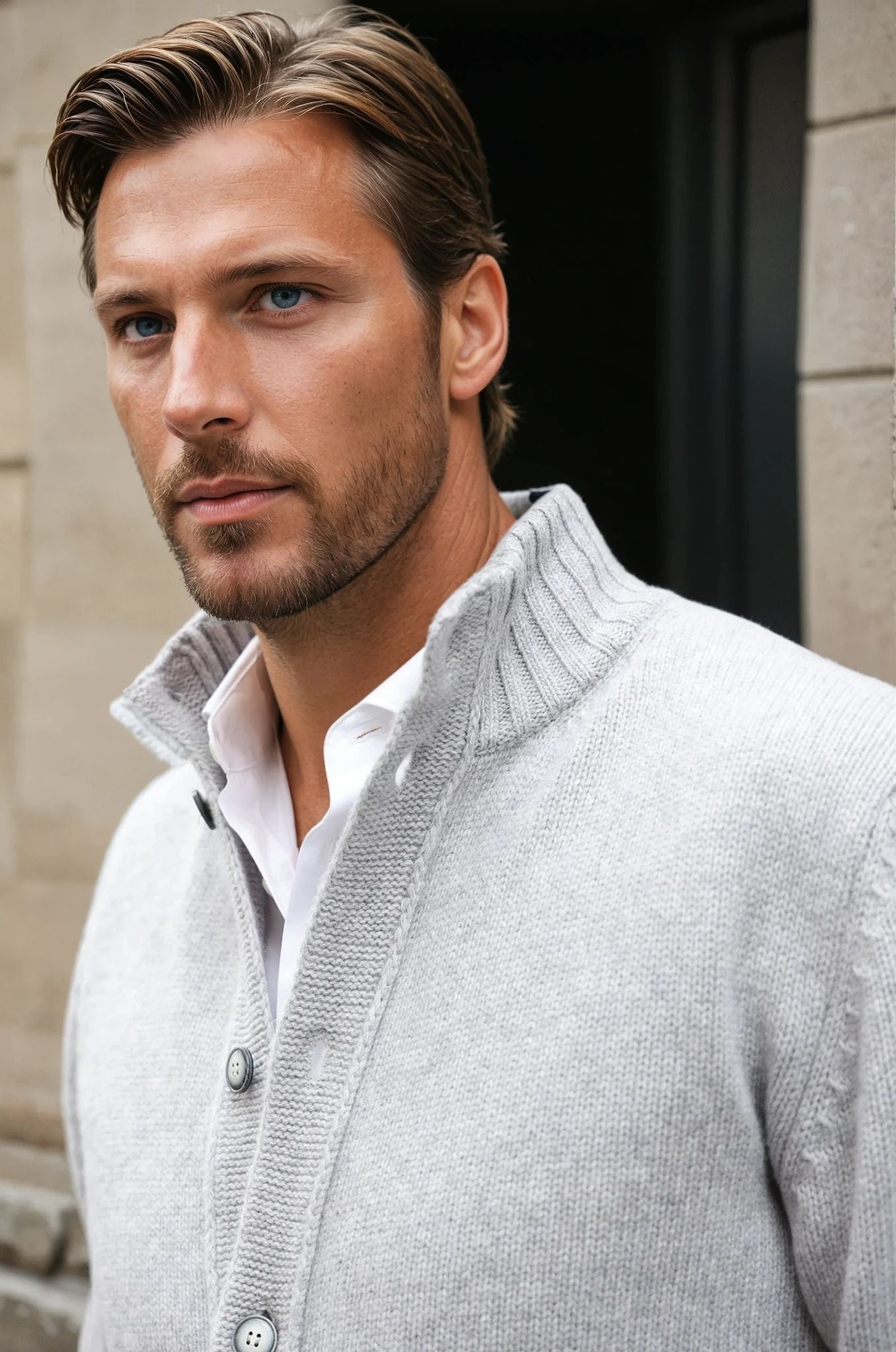 Gilet Lucas en laine et cachemire - Gris Clair-PULL HOMME-Curling-Paris