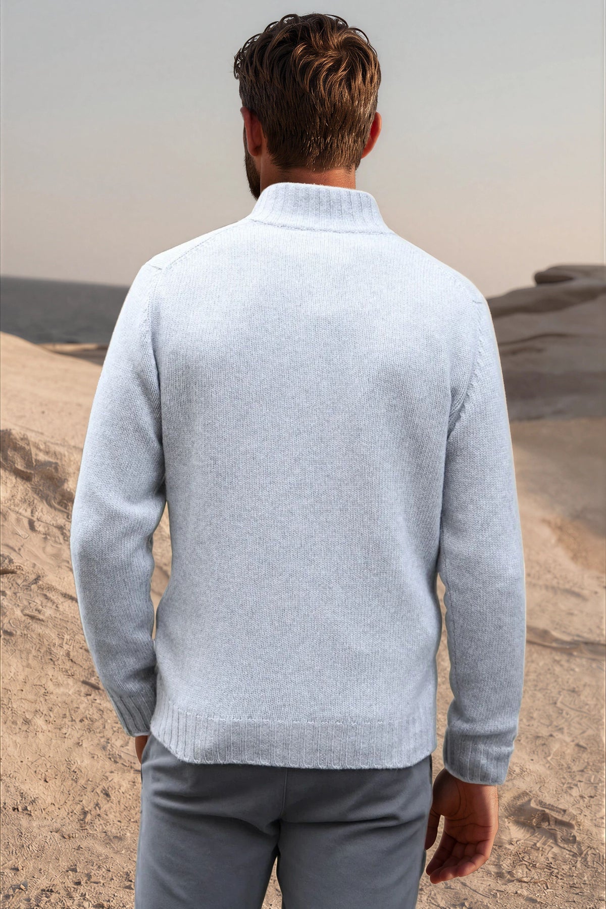 Gilet Lucas en laine et cachemire - Gris Clair-PULL HOMME-Curling-Paris