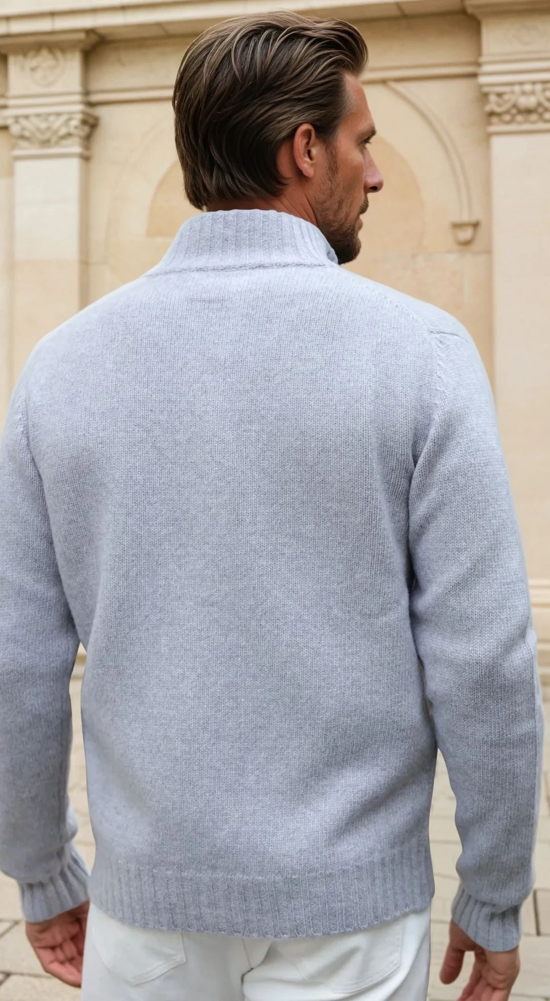 Gilet Lucas en laine et cachemire - Gris Clair-PULL HOMME-Curling-Paris