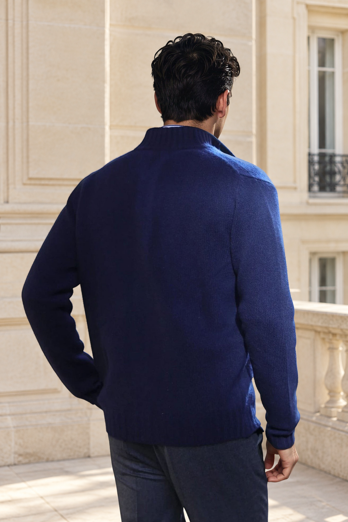 Gilet Lucas en laine et cachemire - Marine-PULL HOMME-Curling-Paris