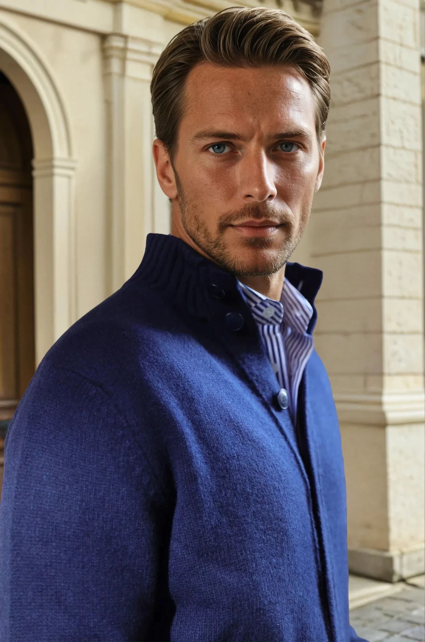 Gilet Lucas en laine et cachemire - Marine-PULL HOMME-Curling-Paris