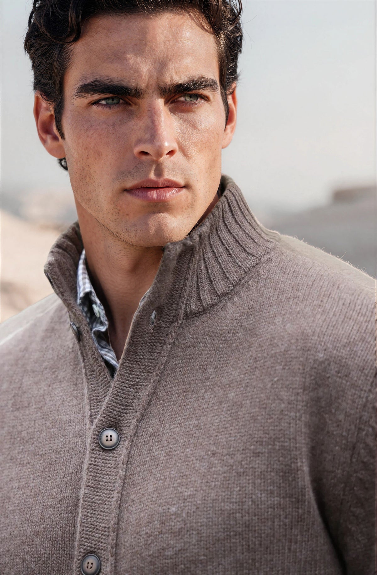 Gilet Lucas en laine et cachemire - Taupe-PULL HOMME-Curling-Paris