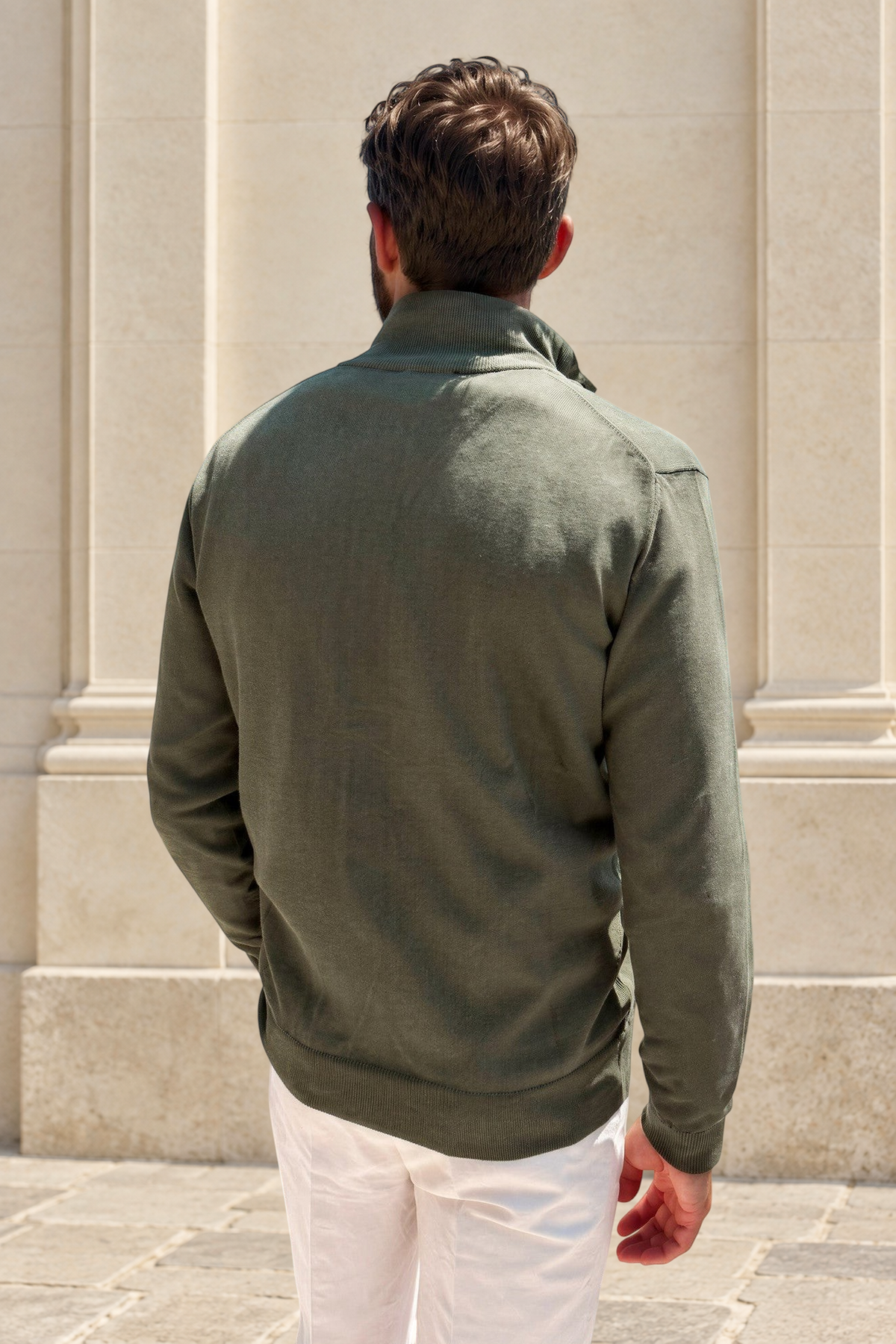 Gilet Ricardo en coton - Kaki-PULL HOMME-Curling-Paris