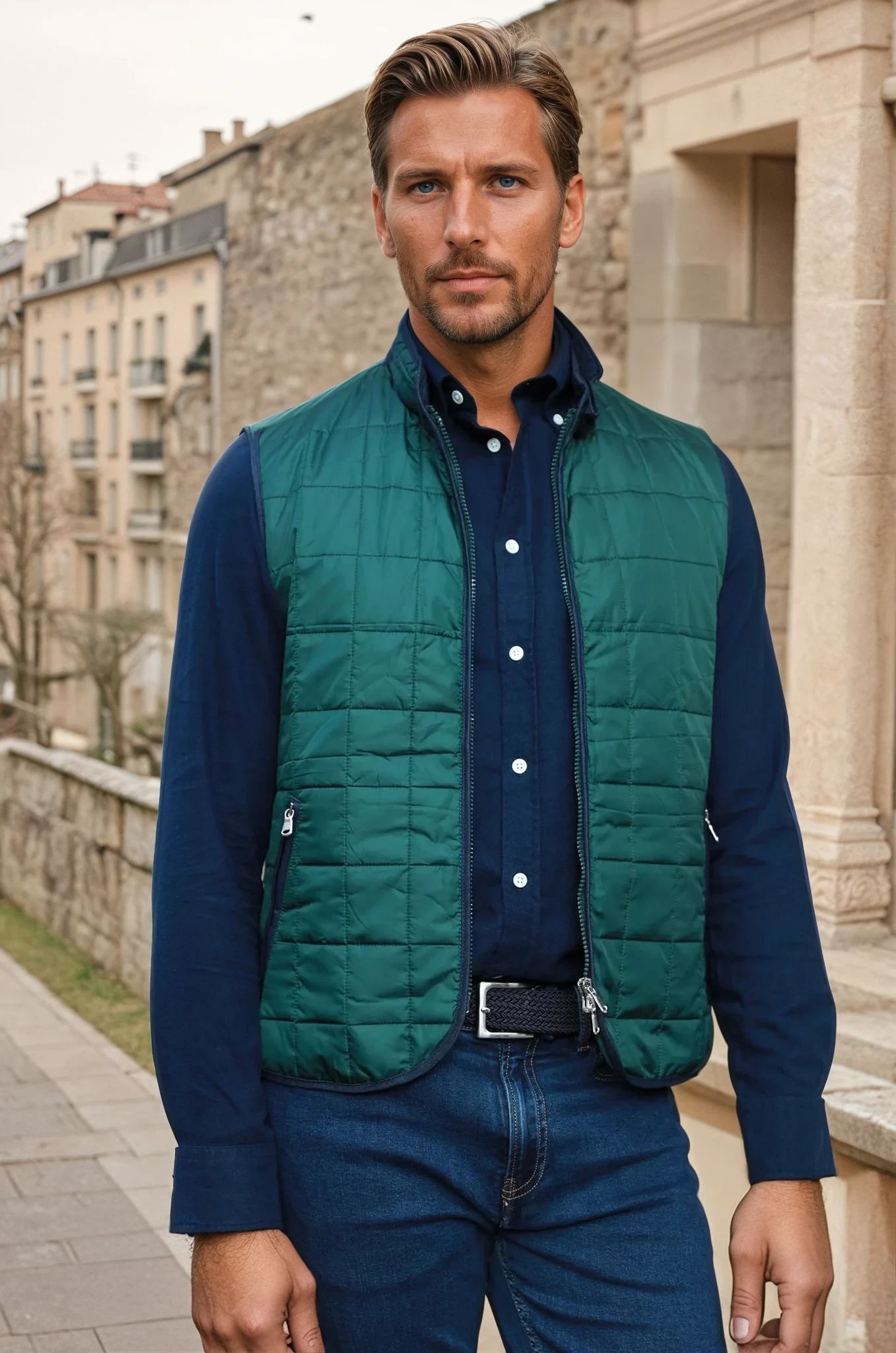 Gilet sans manches Gabin matelassé - Vert-MANTEAU HOMME-Curling-Paris