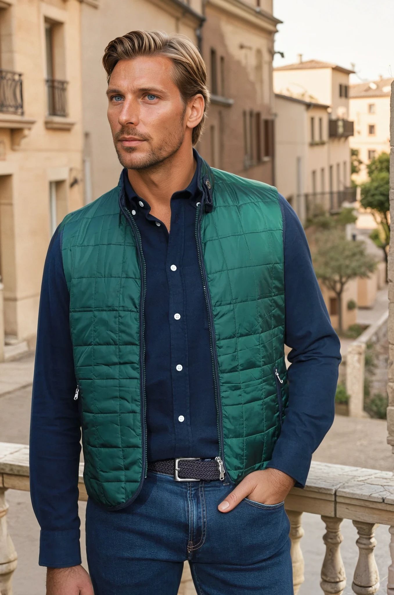 Gilet sans manches Gabin matelassé - Vert-MANTEAU HOMME-Curling-Paris