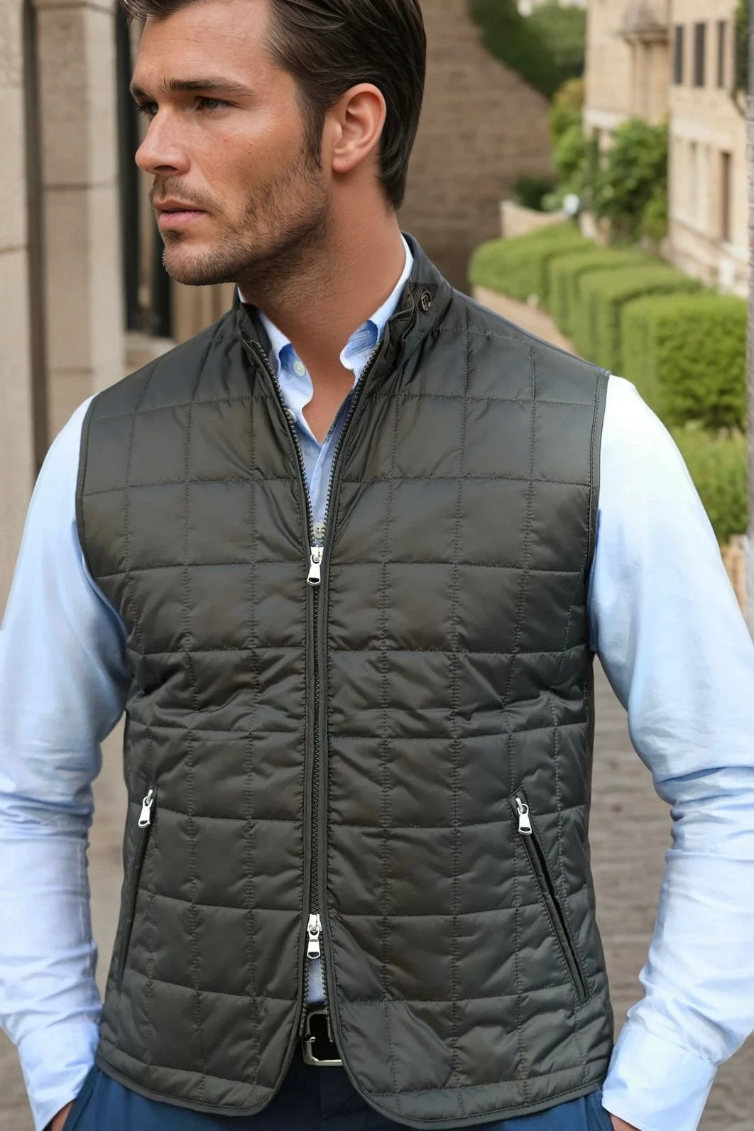 Gilet sans manches Gabin matelassé en nylon - Kaki-MANTEAU HOMME-Curling-Paris