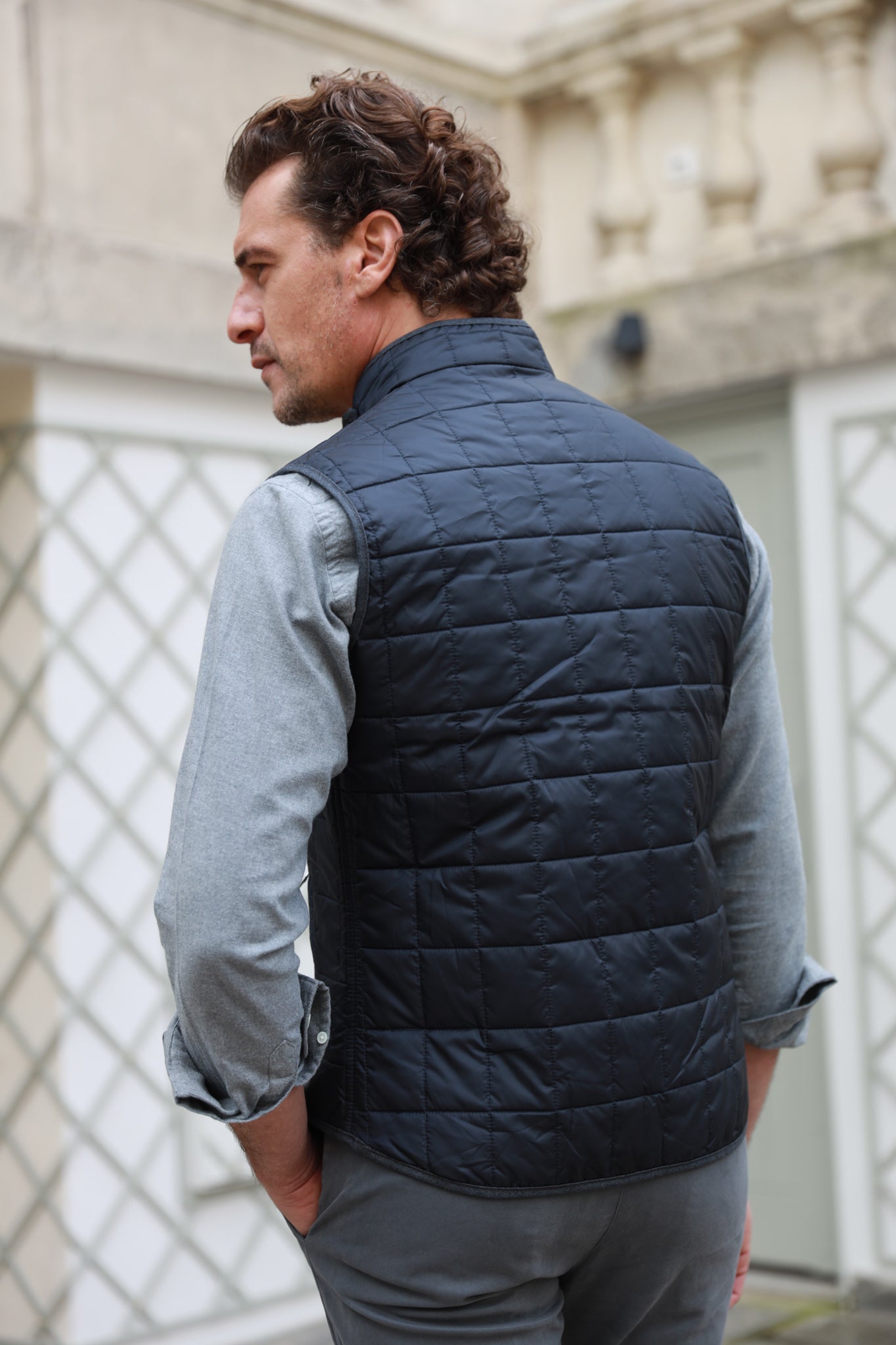 Gilet sans manches Gabin matelassé en nylon - Marine-MANTEAU HOMME-Curling-Paris