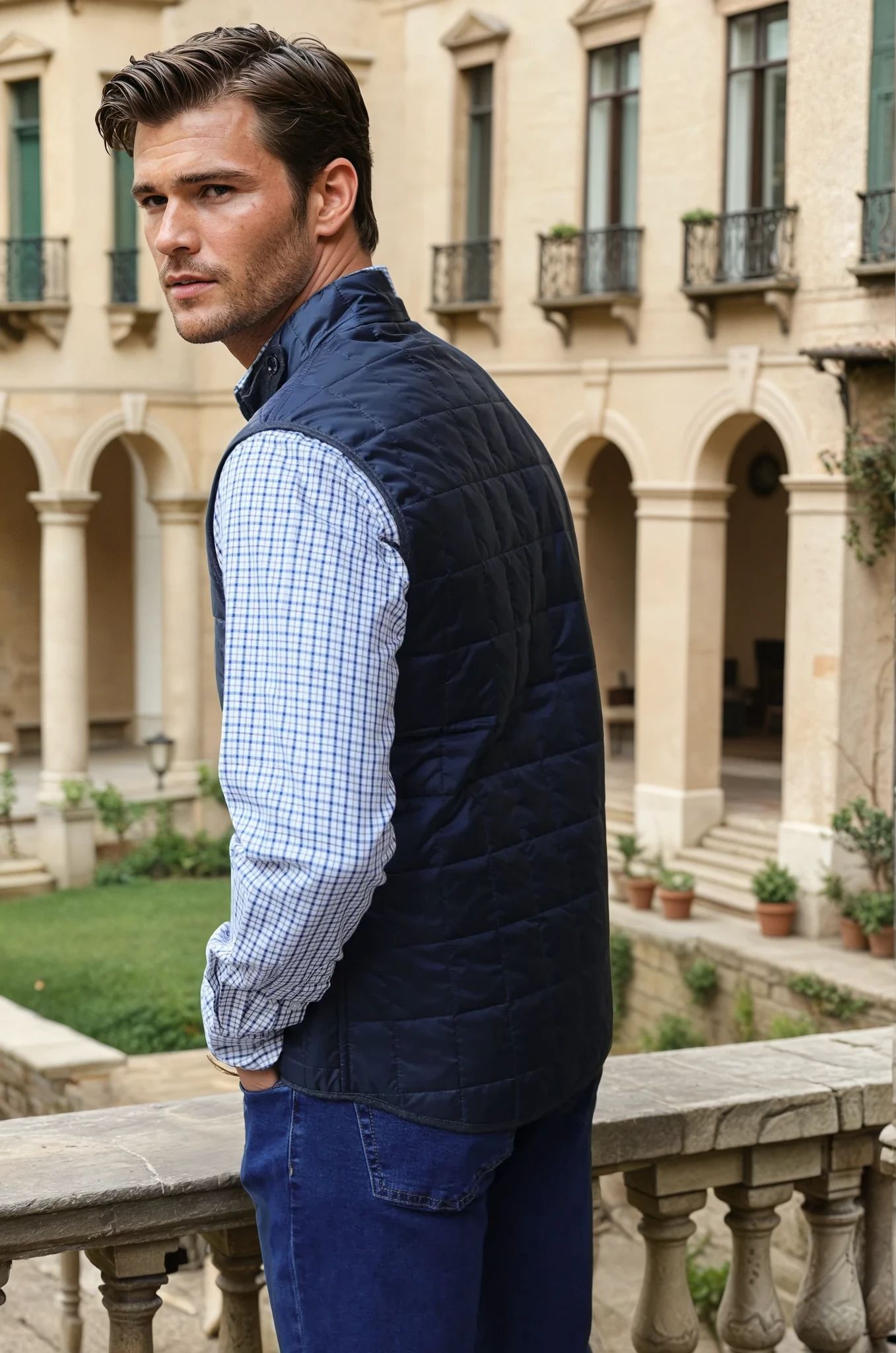 Gilet sans manches Gabin matelassé en nylon - Marine-MANTEAU HOMME-Curling-Paris