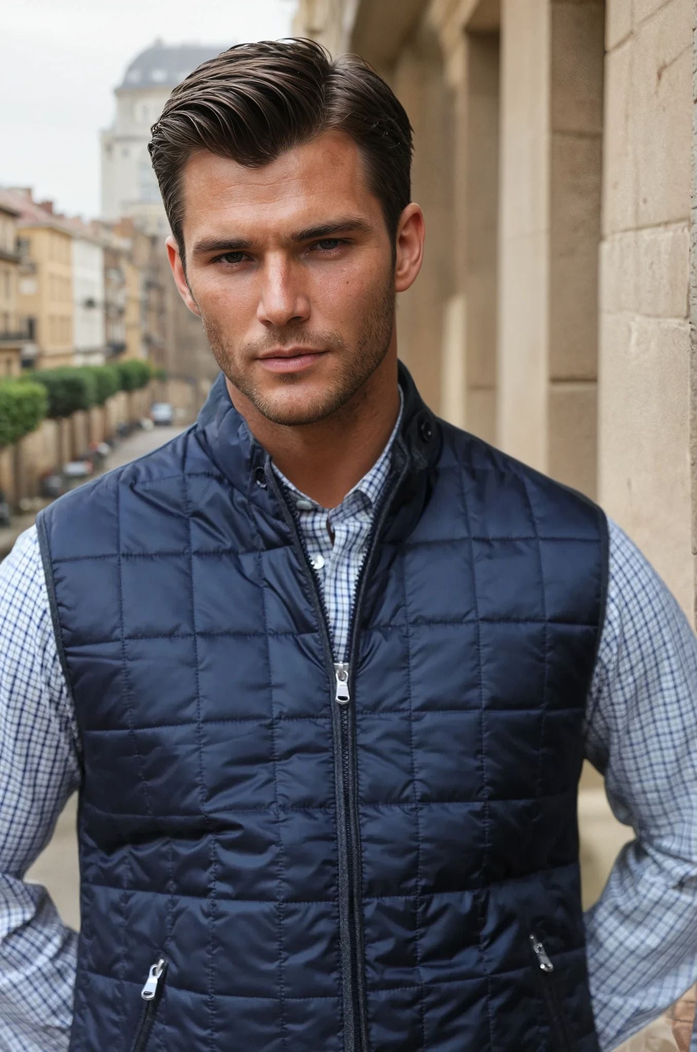 Gilet sans manches Gabin matelassé en nylon - Marine-MANTEAU HOMME-Curling-Paris