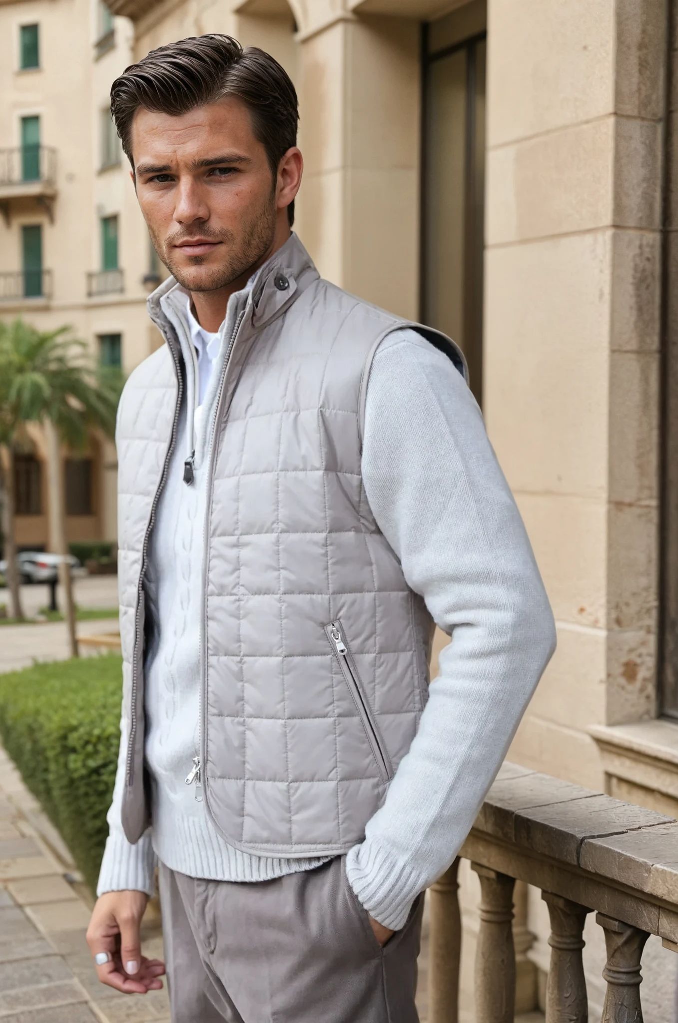 Gilet sans manches Gabin matelassé en nylon - Taupe-MANTEAU HOMME-Curling-Paris