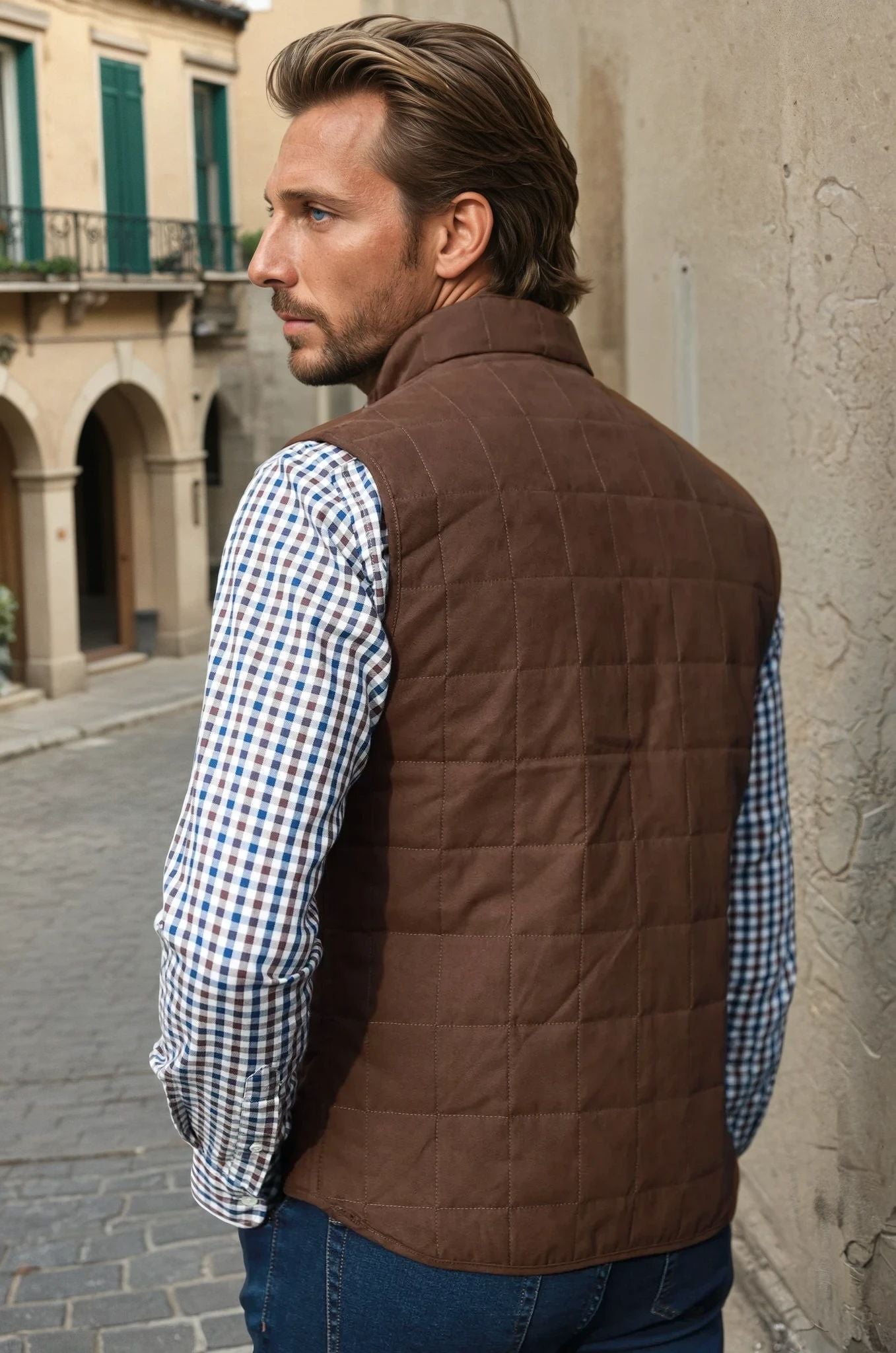 Gilet sans manches Gilles en nubuck - Chataigne-MANTEAU HOMME-Curling-Paris