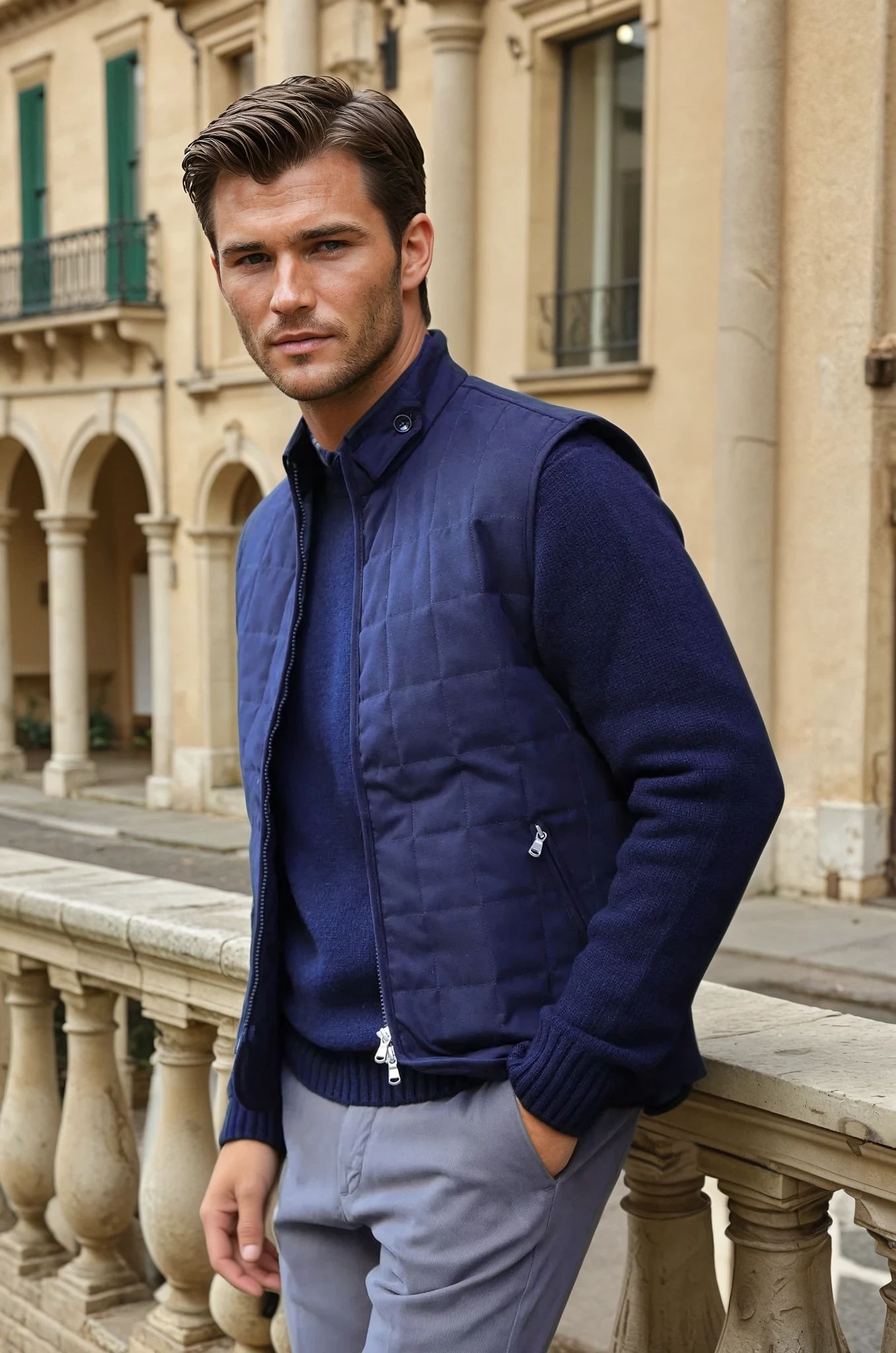 Gilet sans manches Gilles en nubuck - Marine-MANTEAU HOMME-Curling-Paris