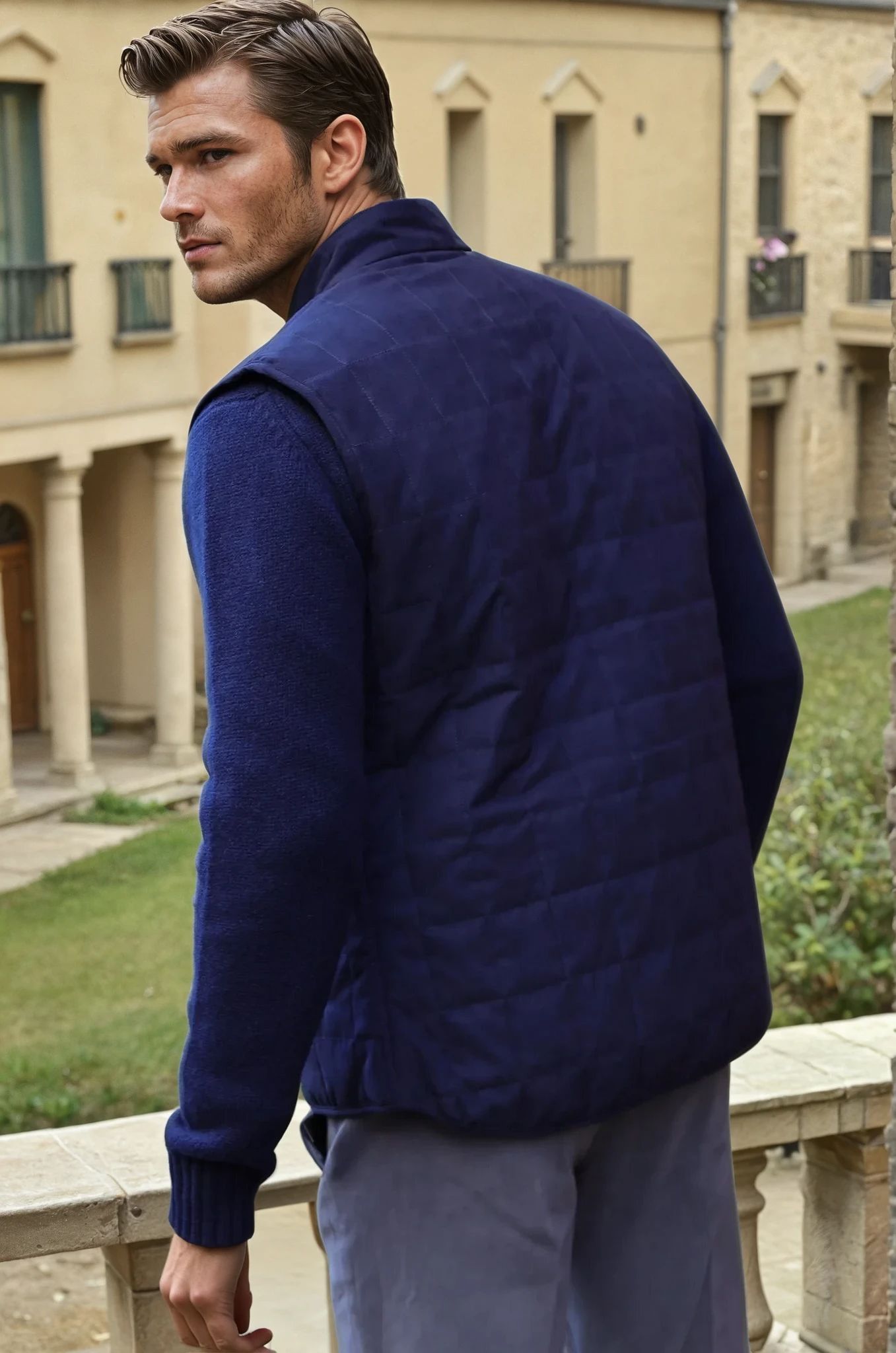Gilet sans manches Gilles en nubuck - Marine-MANTEAU HOMME-Curling-Paris