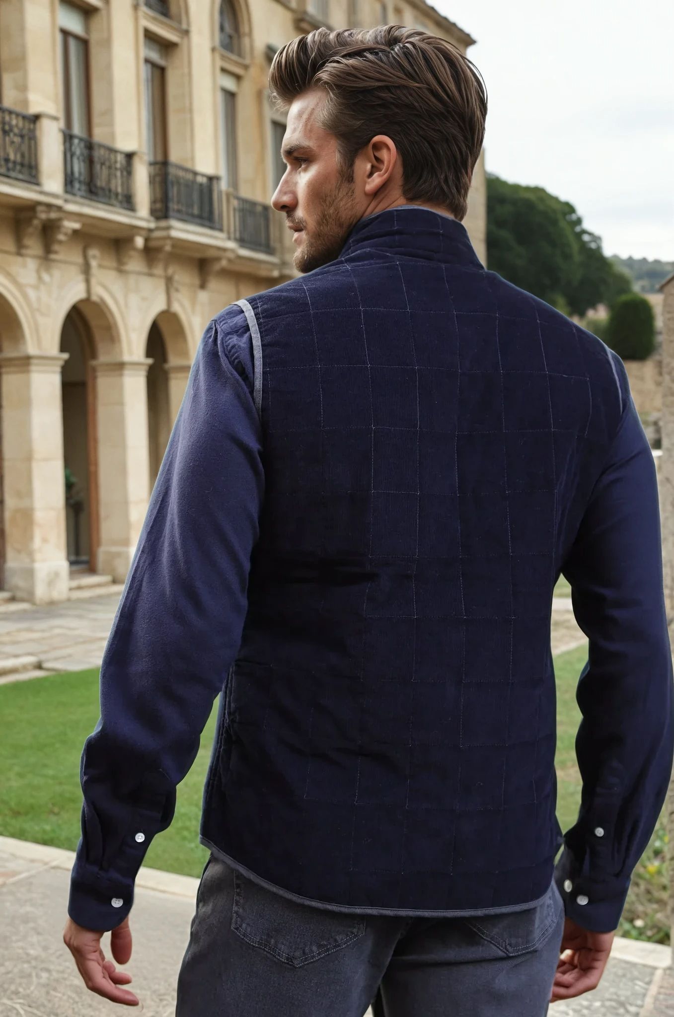 Gilet sans manches Vadim en velours - Marine-MANTEAU HOMME-Curling-Paris