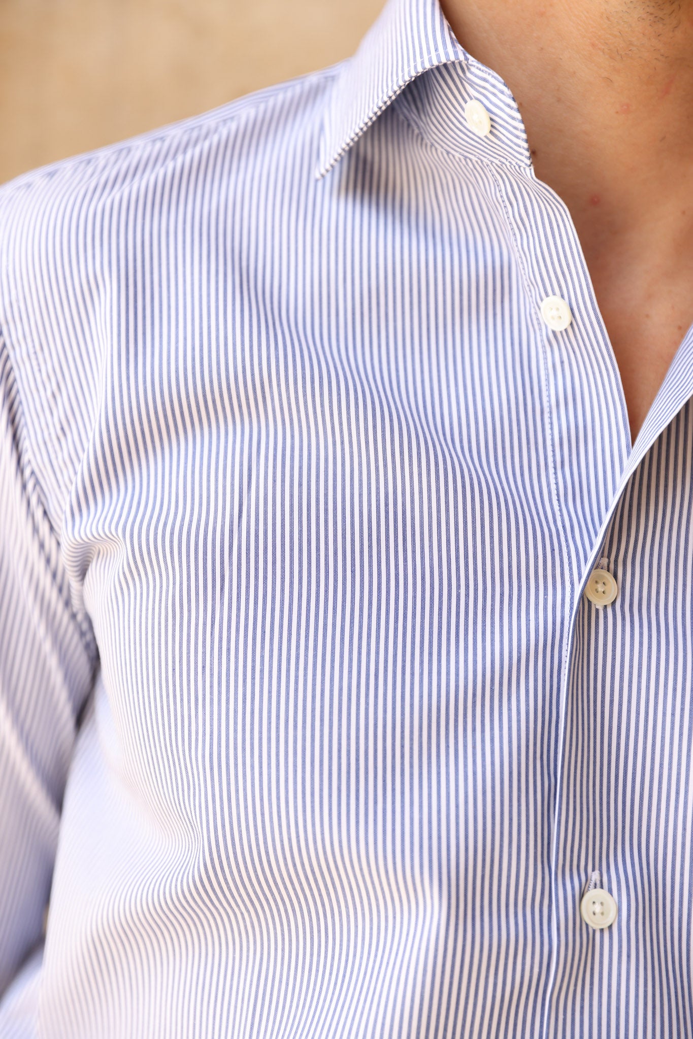 Chemise Gio en popeline de coton - Rayures Bleues