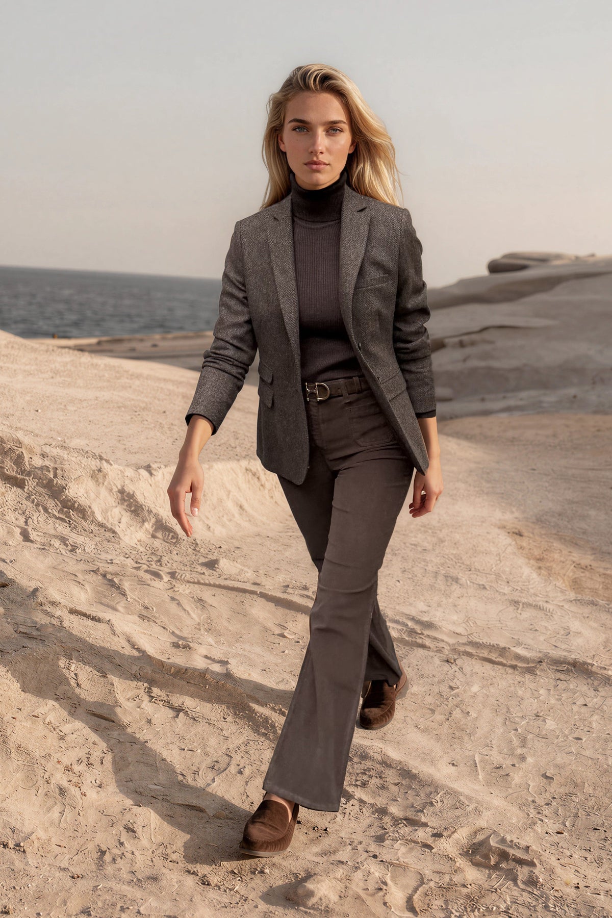 Veste Vesnove en laine vierge chevron - Marron