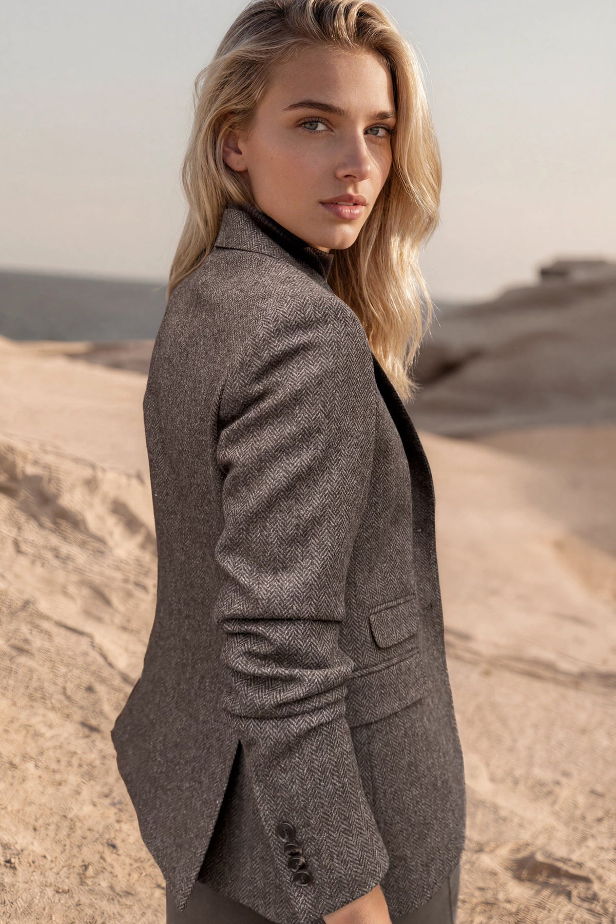 Veste Vesnove en laine vierge chevron - Marron