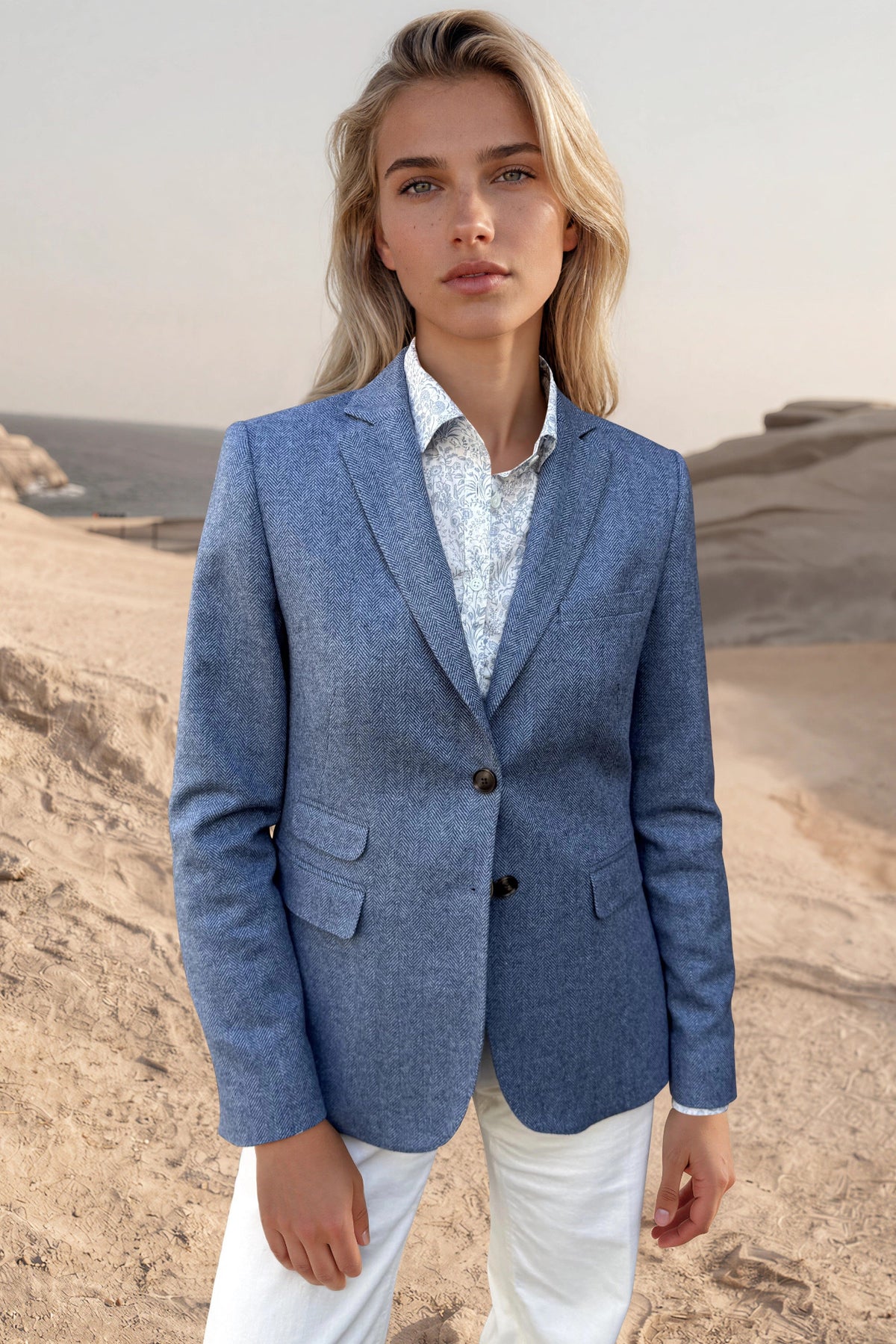 Veste Vesnove en laine vierge chevron - Jeans