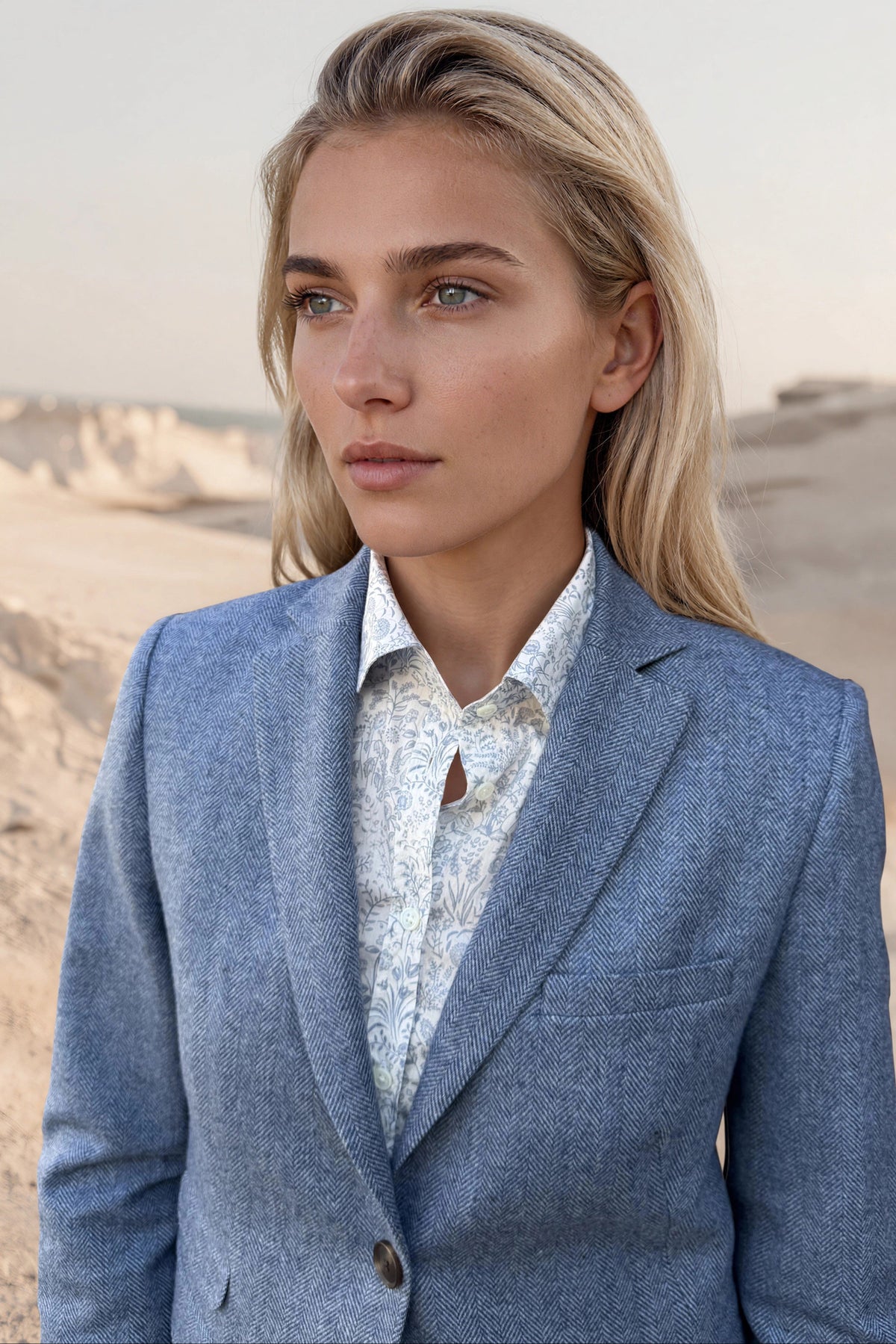 Veste Vesnove en laine vierge chevron - Jeans