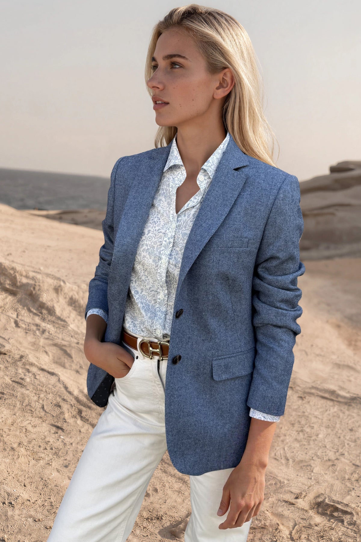 Veste Vesnove en laine vierge chevron - Jeans