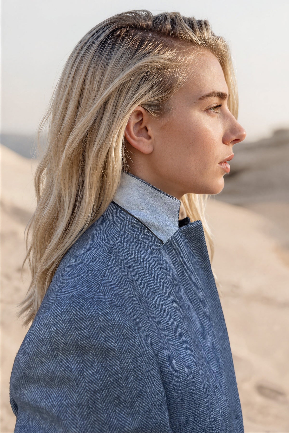 Veste Vesnove en laine vierge chevron - Jeans