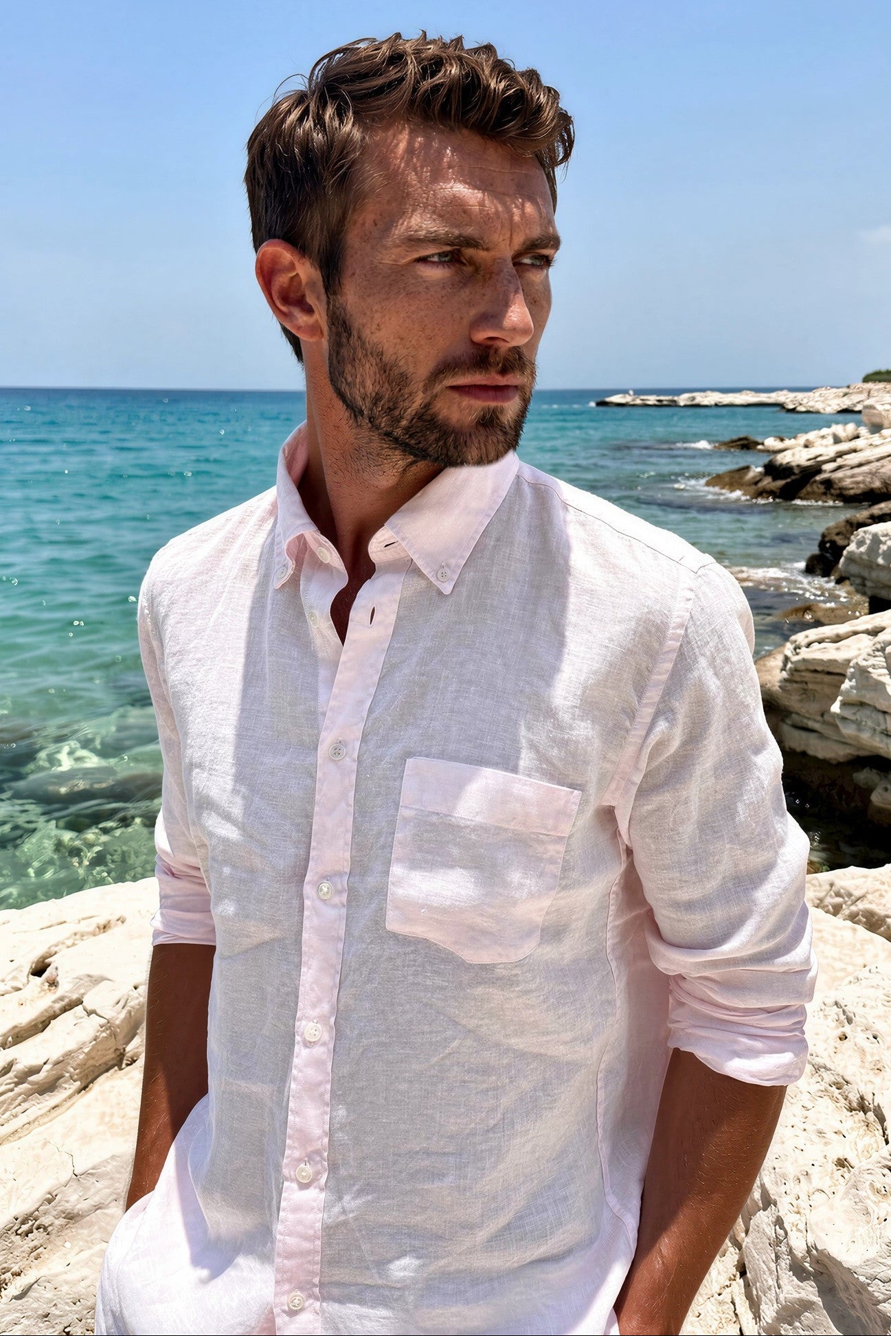 Camisa de lino Clovis - Rosa