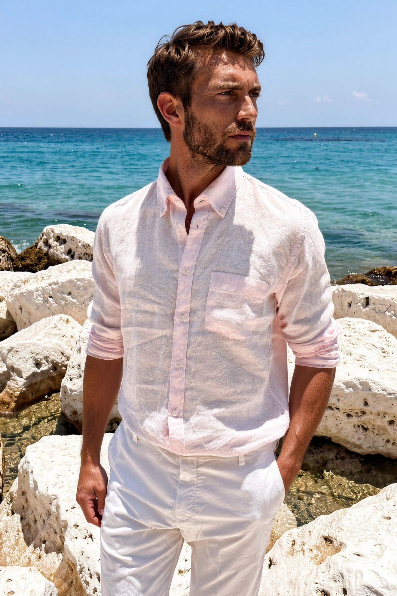 Camisa de lino Clovis - Rosa