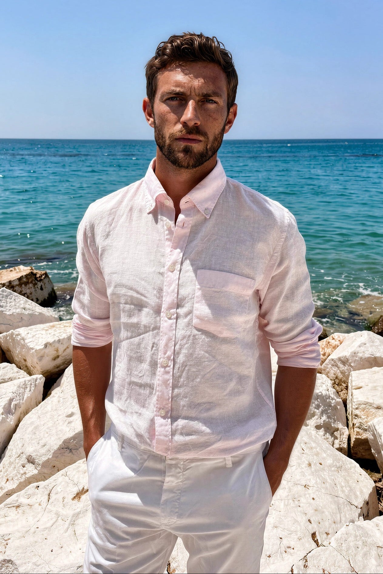 Camisa de lino Clovis - Rosa