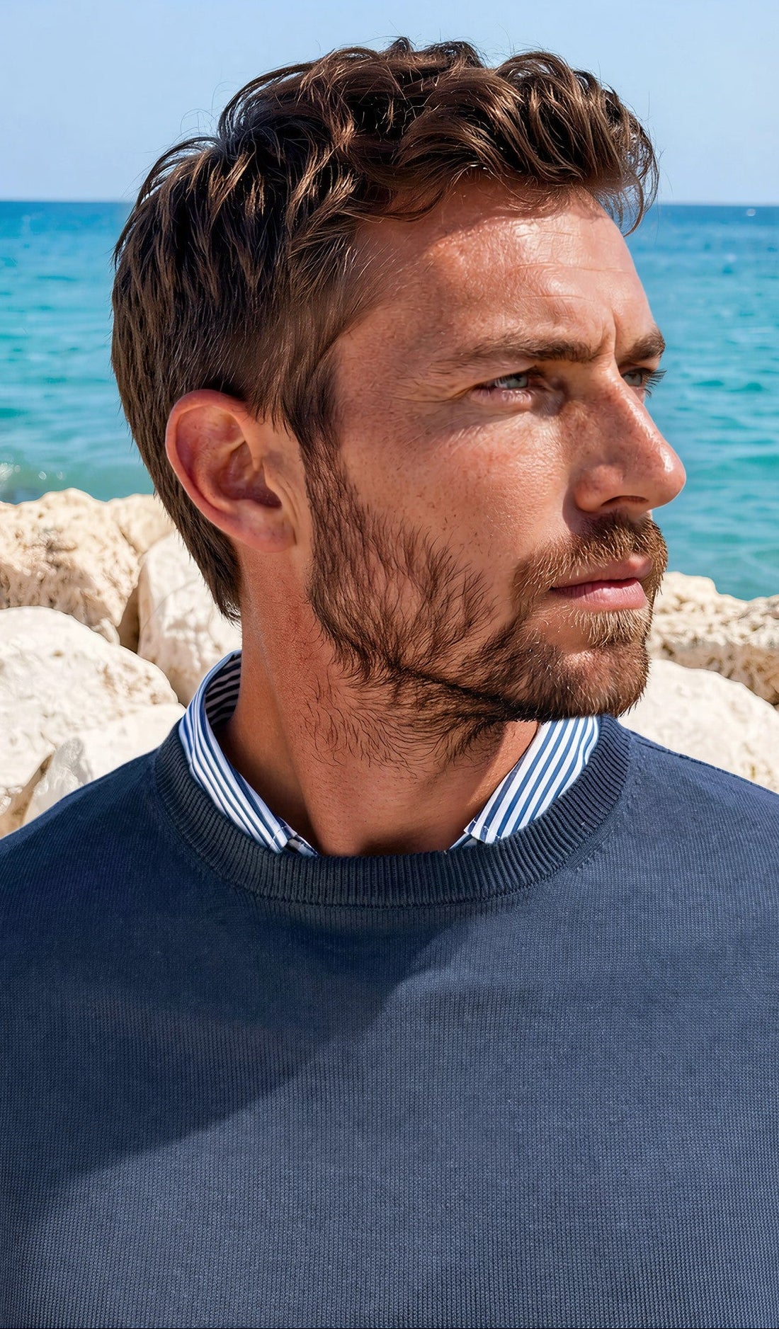 Gege Round Neck Cotton Jumper - Navy