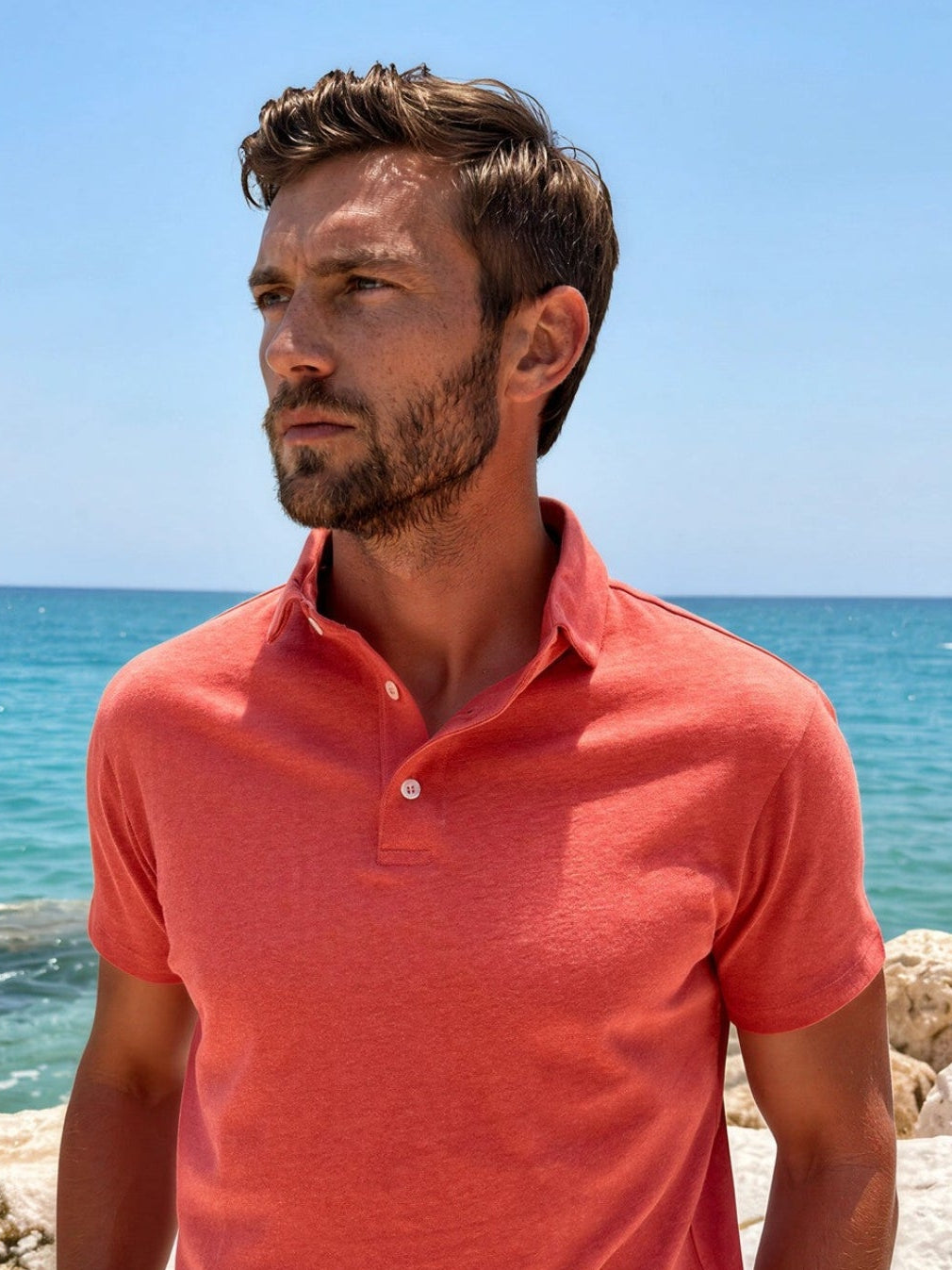Polo Jack en coton & lin - Orange