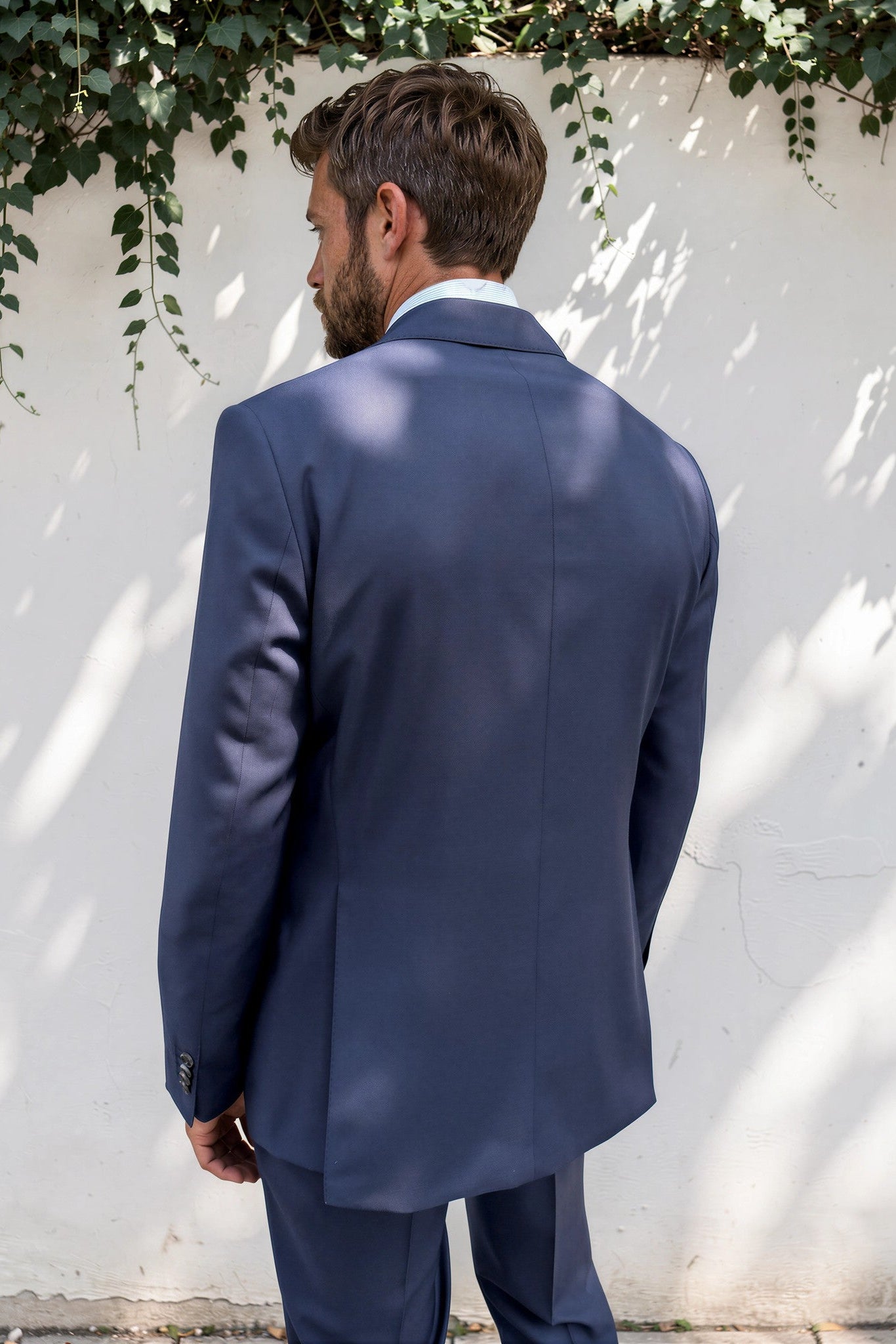 Costume Goal en laine Super 110'S - Prince de Galles marine