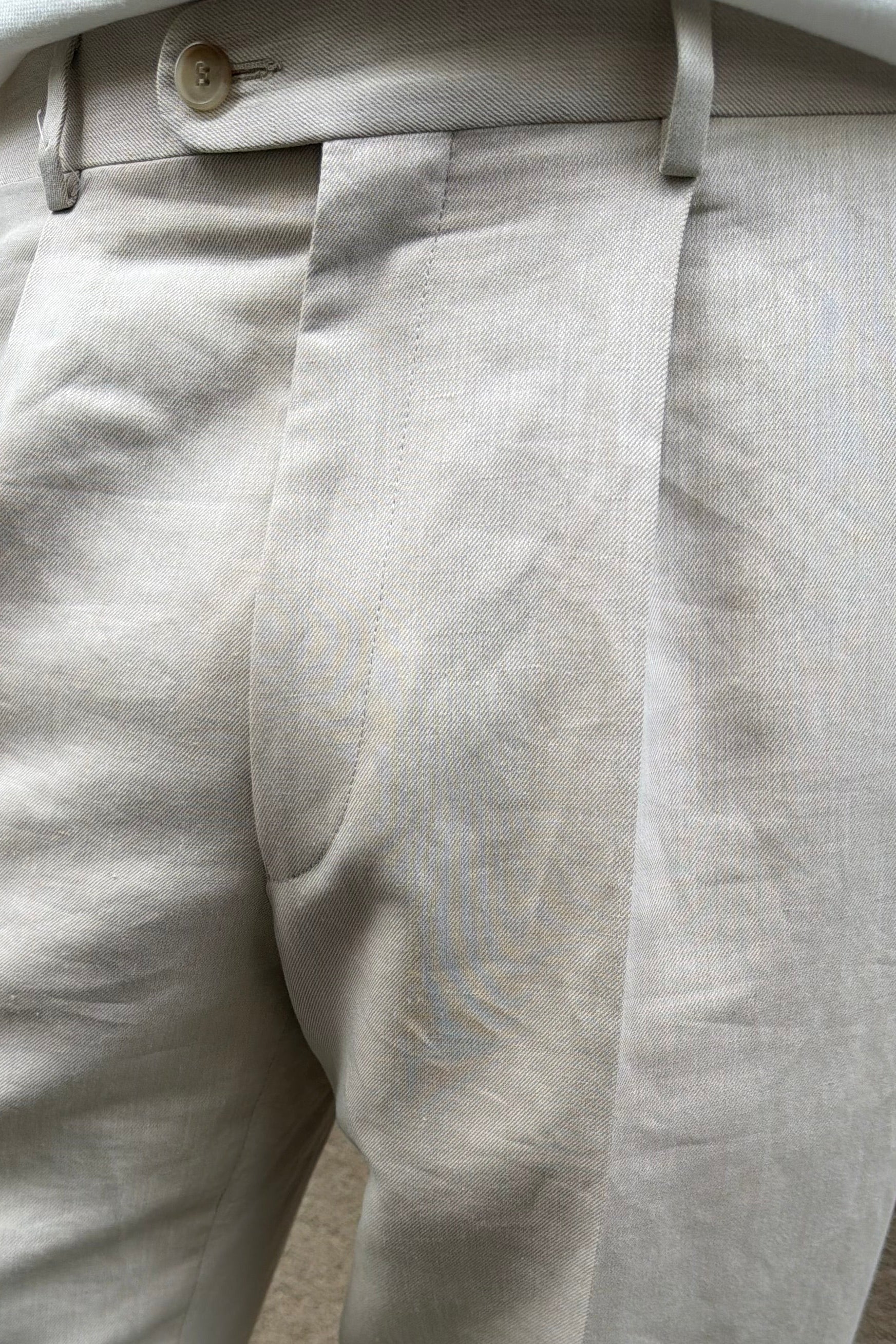 Pantalon à pinces Henri en lin et coton - Beige clair