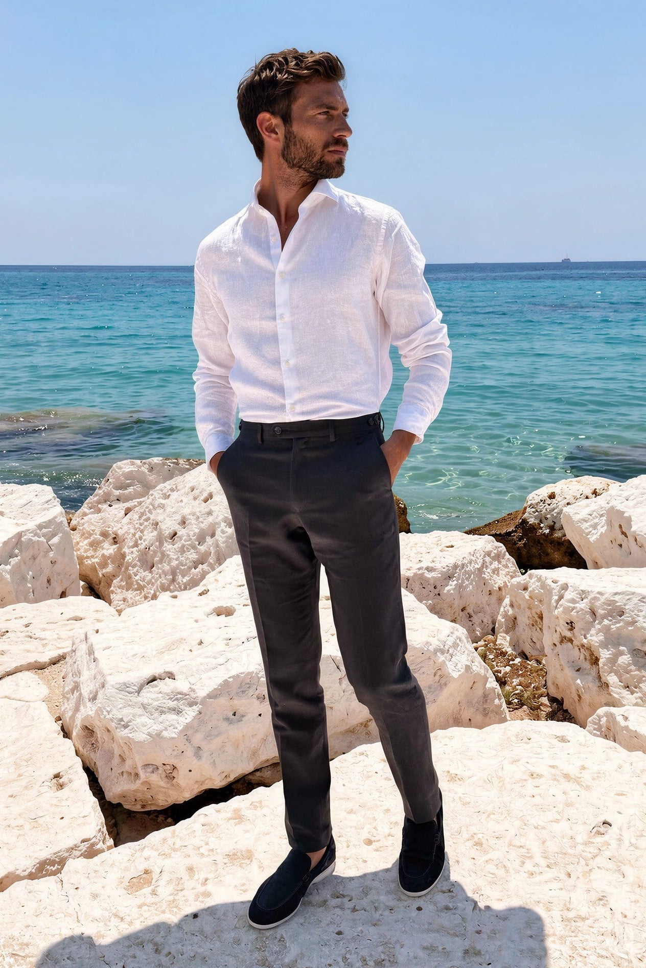 Pantalon Segal 100% lin - Marine