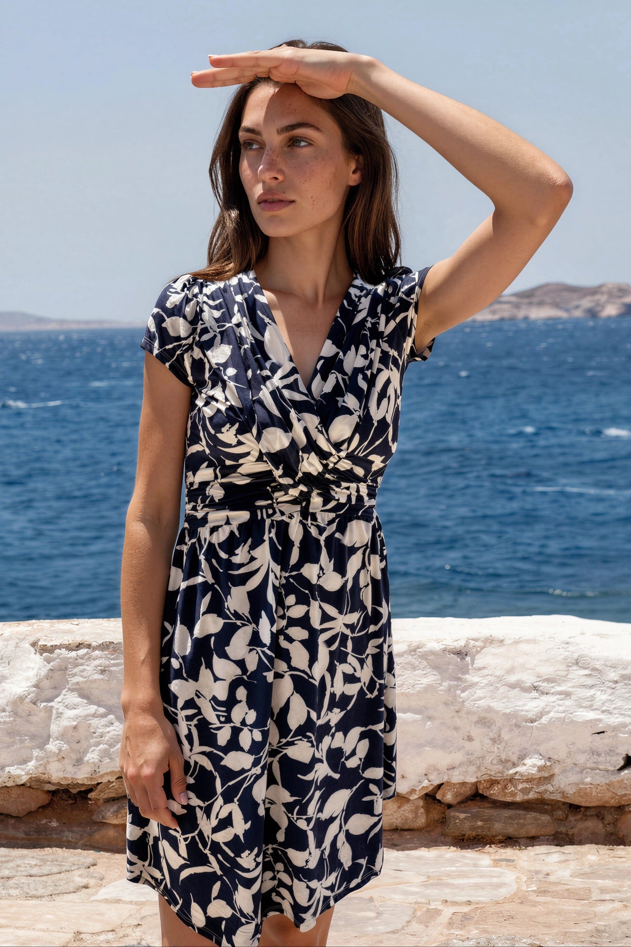 Robe Vogue infroissable - Fleurs Marine