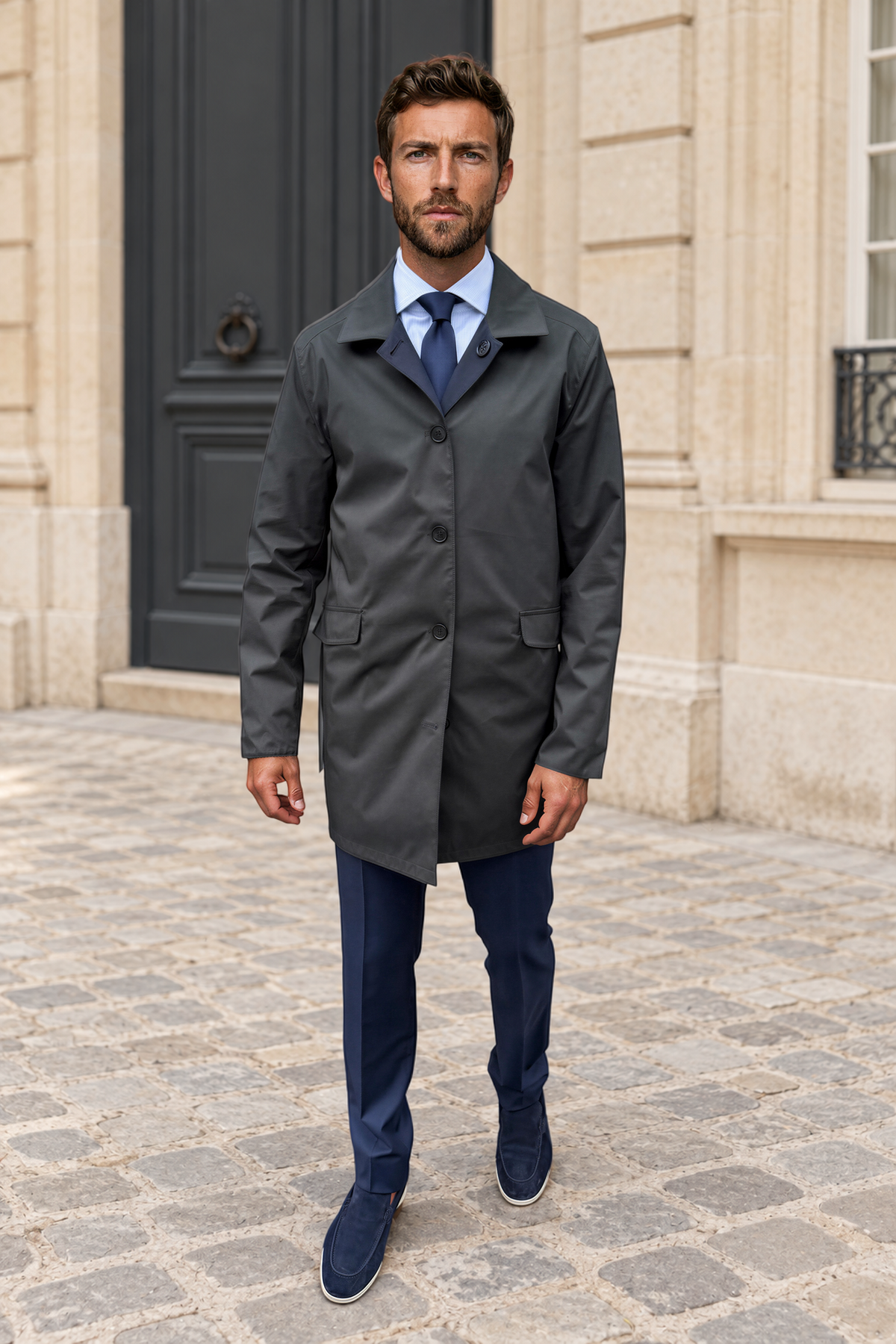 Imperméable Stanley réversible- Marine / Kaki-MANTEAU HOMME-Curling-Paris