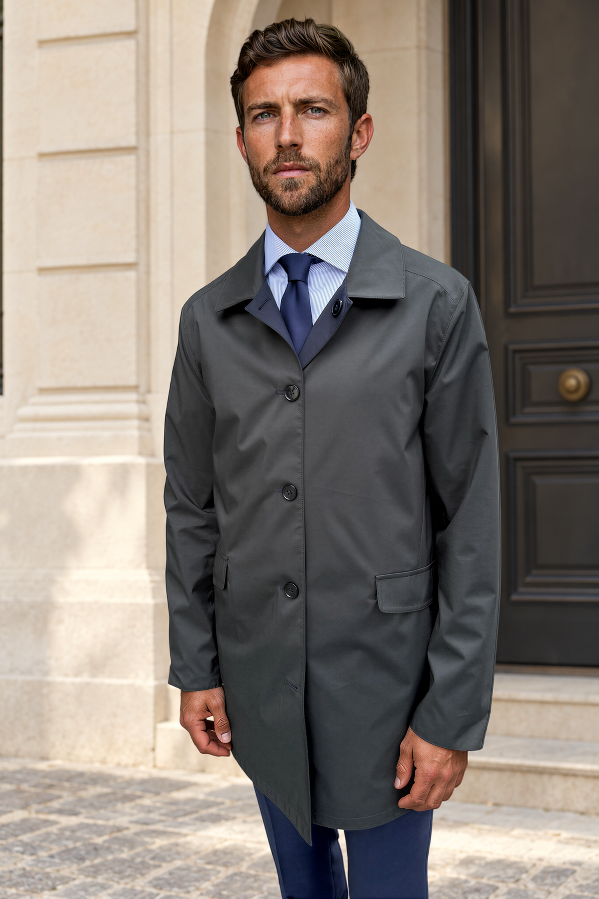 Imperméable Stanley réversible- Marine / Kaki-MANTEAU HOMME-Curling-Paris