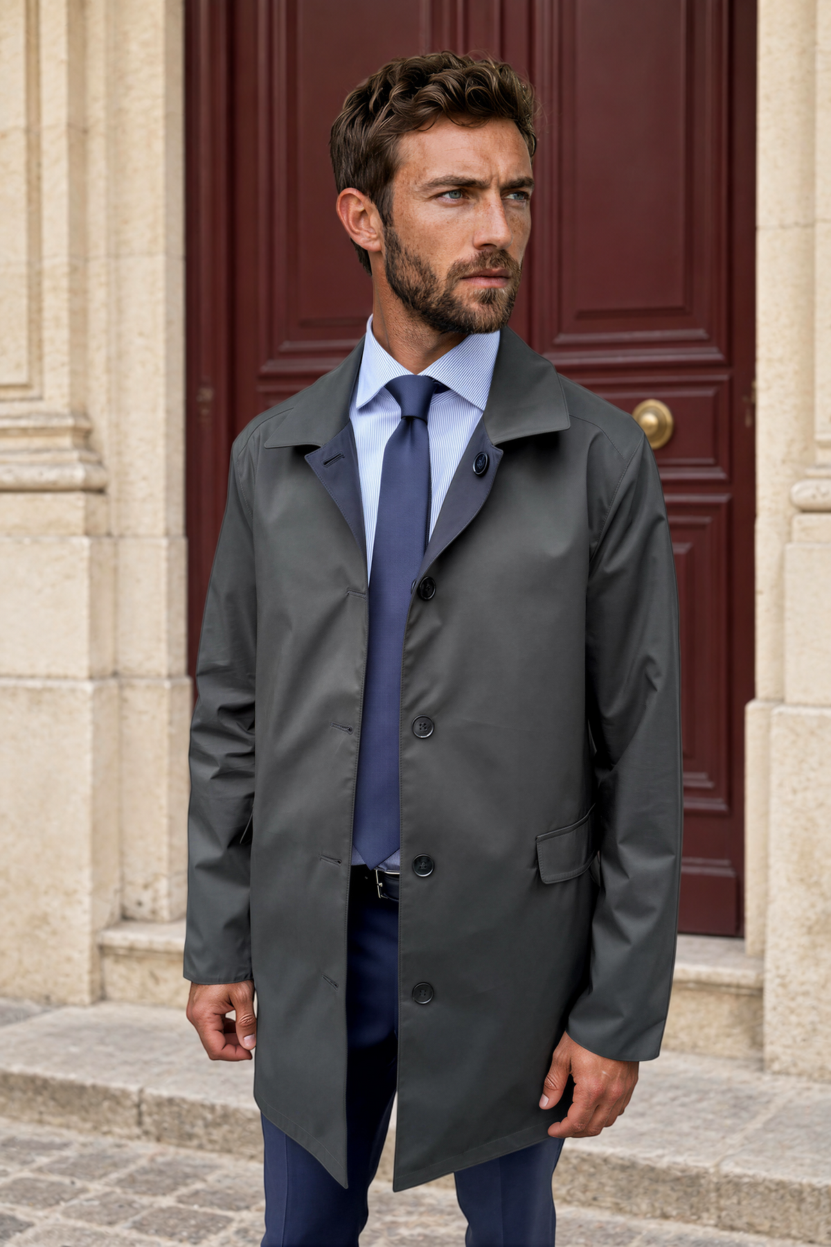 Imperméable Stanley réversible- Marine / Kaki-MANTEAU HOMME-Curling-Paris