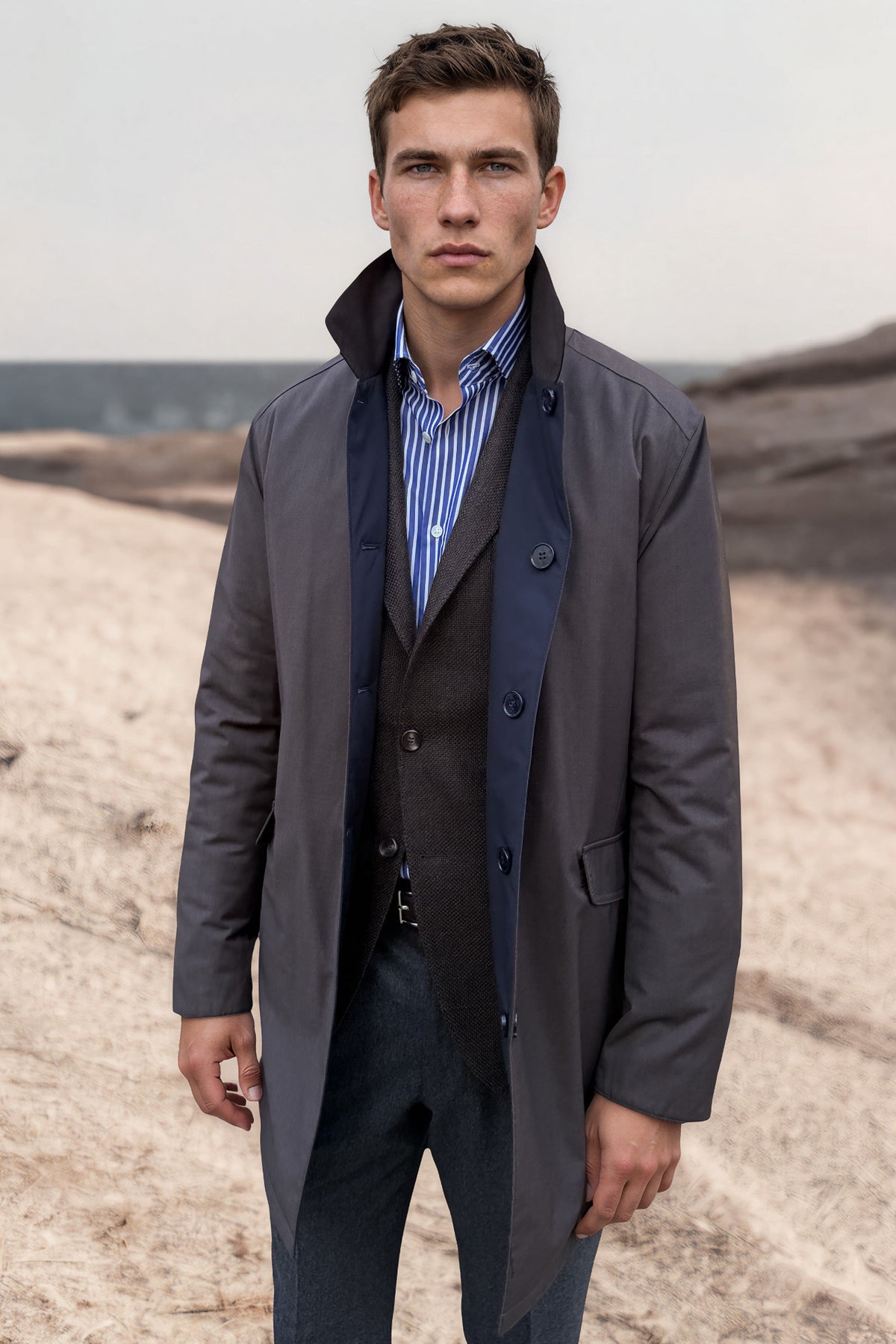 Imperméable homme Stanley réversible – Marine / Taupe-MANTEAU HOMME-Curling-Paris