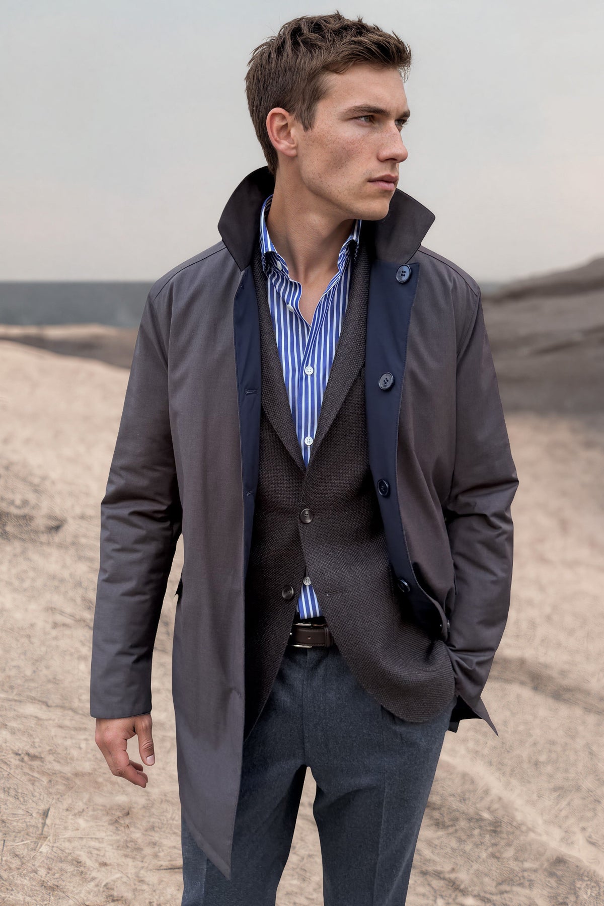 Imperméable homme Stanley réversible – Marine / Taupe-MANTEAU HOMME-Curling-Paris