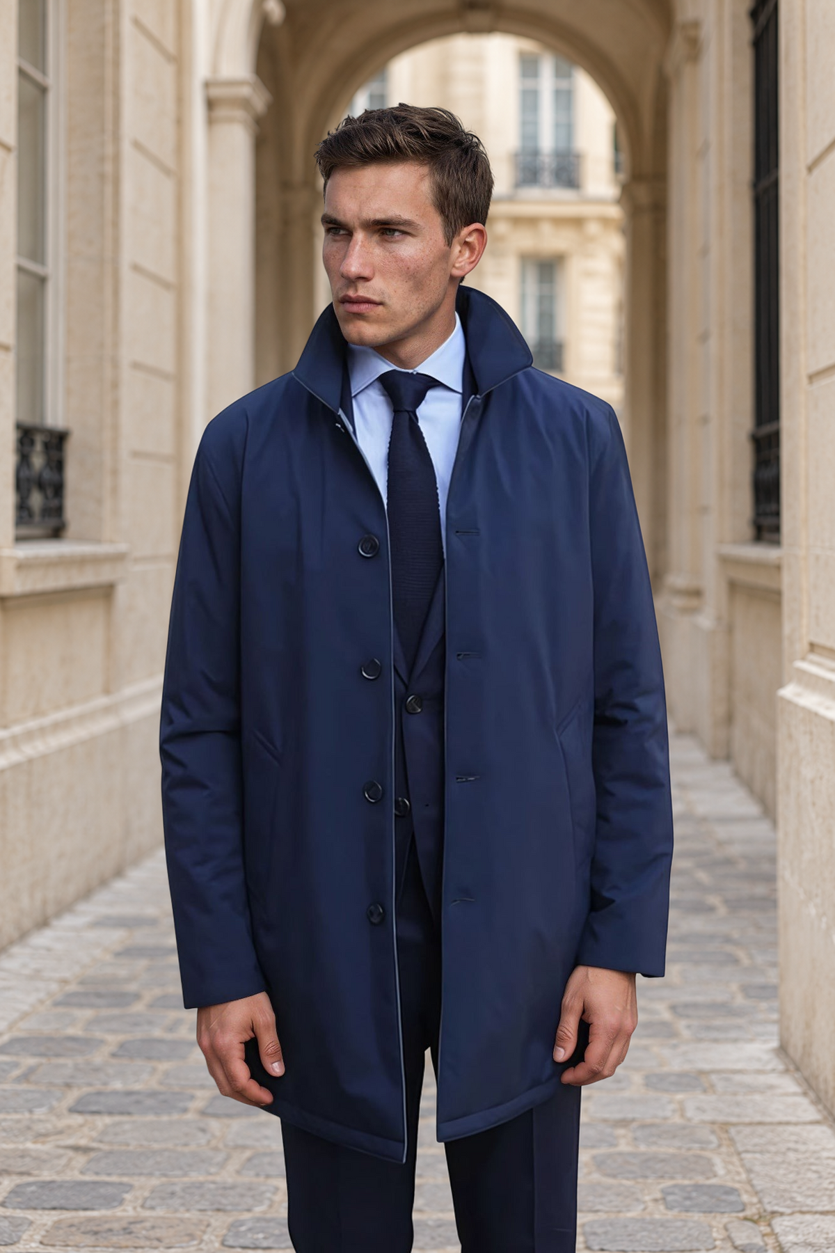 Imperméable matelassé réversible Stanley - Marine / Gris-MANTEAU HOMME-Curling-Paris