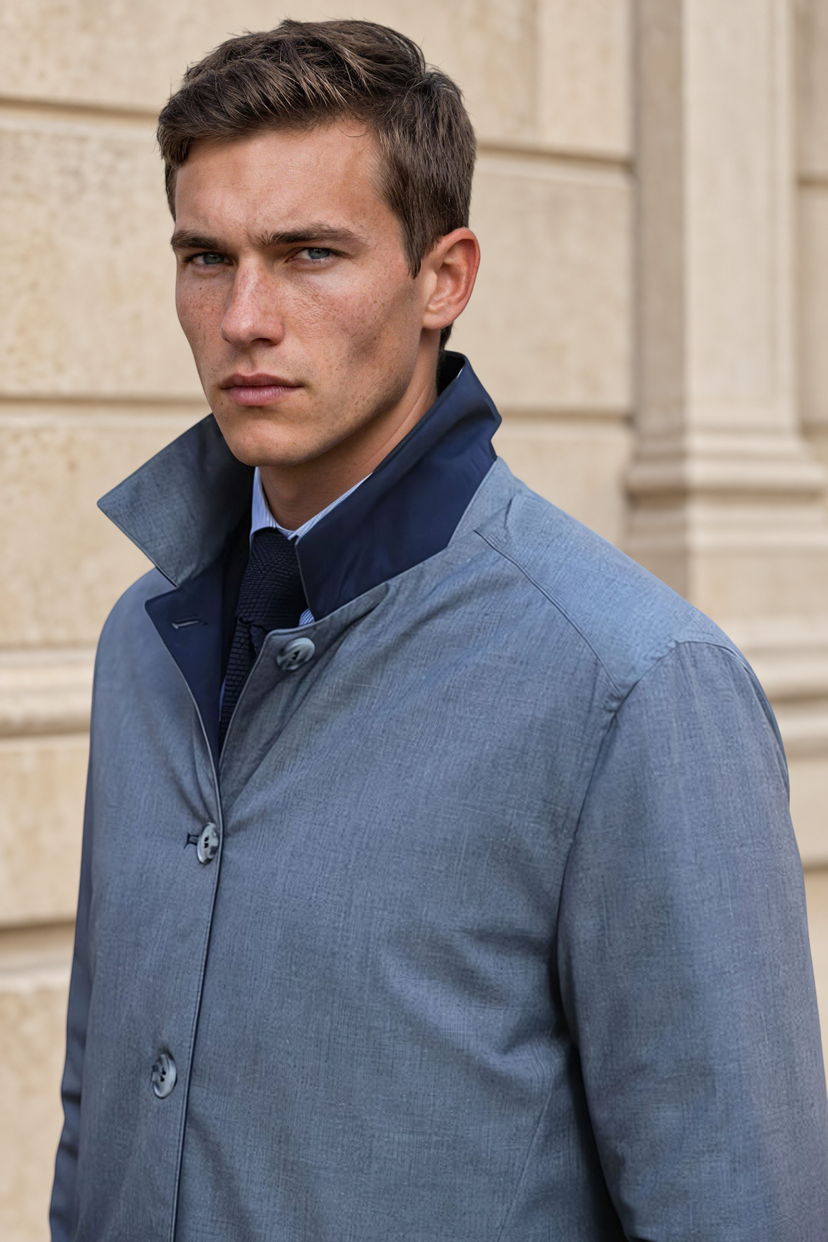 Imperméable matelassé réversible Stanley - Marine / Gris-MANTEAU HOMME-Curling-Paris