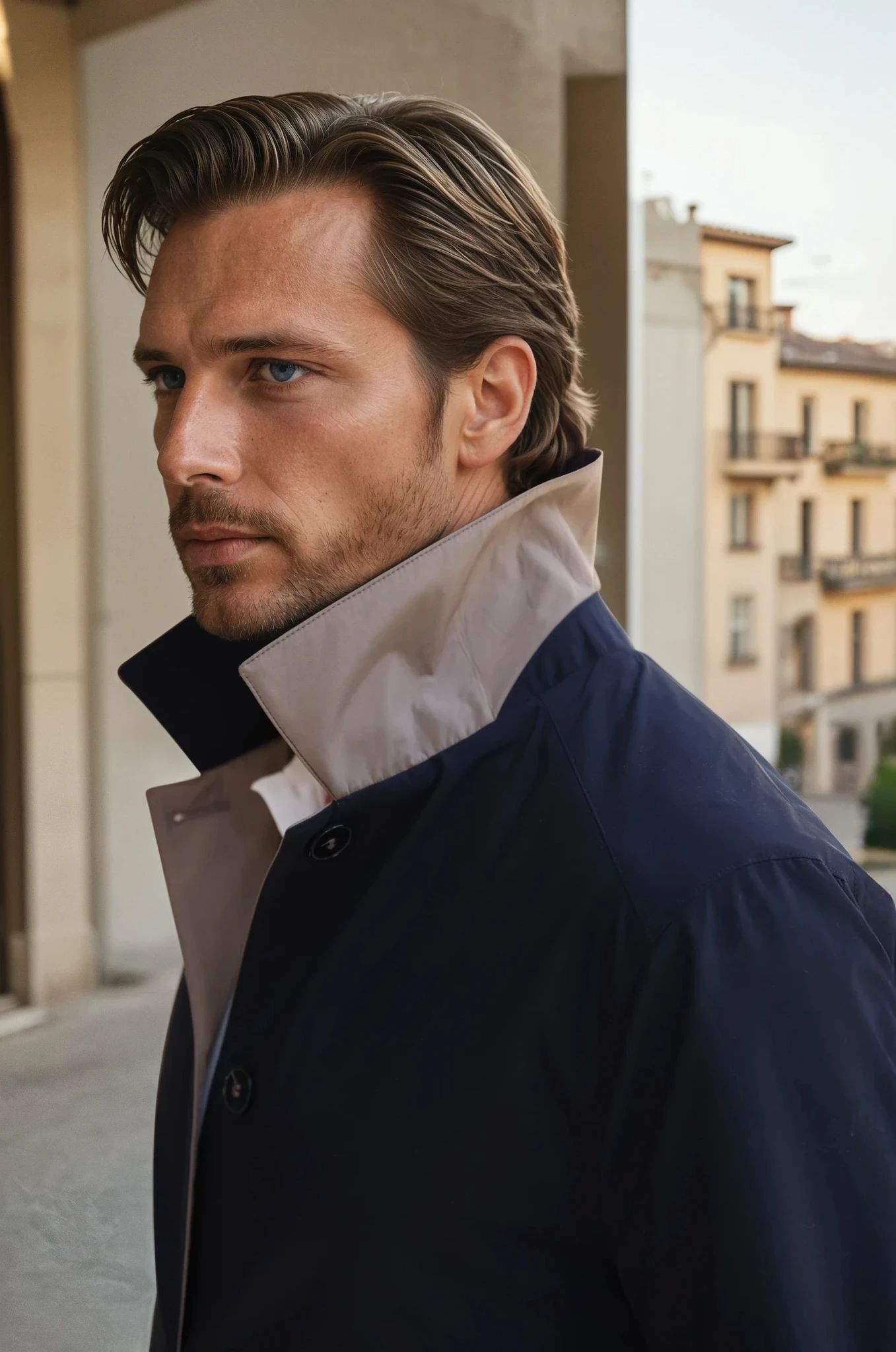 Imperméable réversible Stanley - Taupe / Marine-MANTEAU HOMME-Curling-Paris