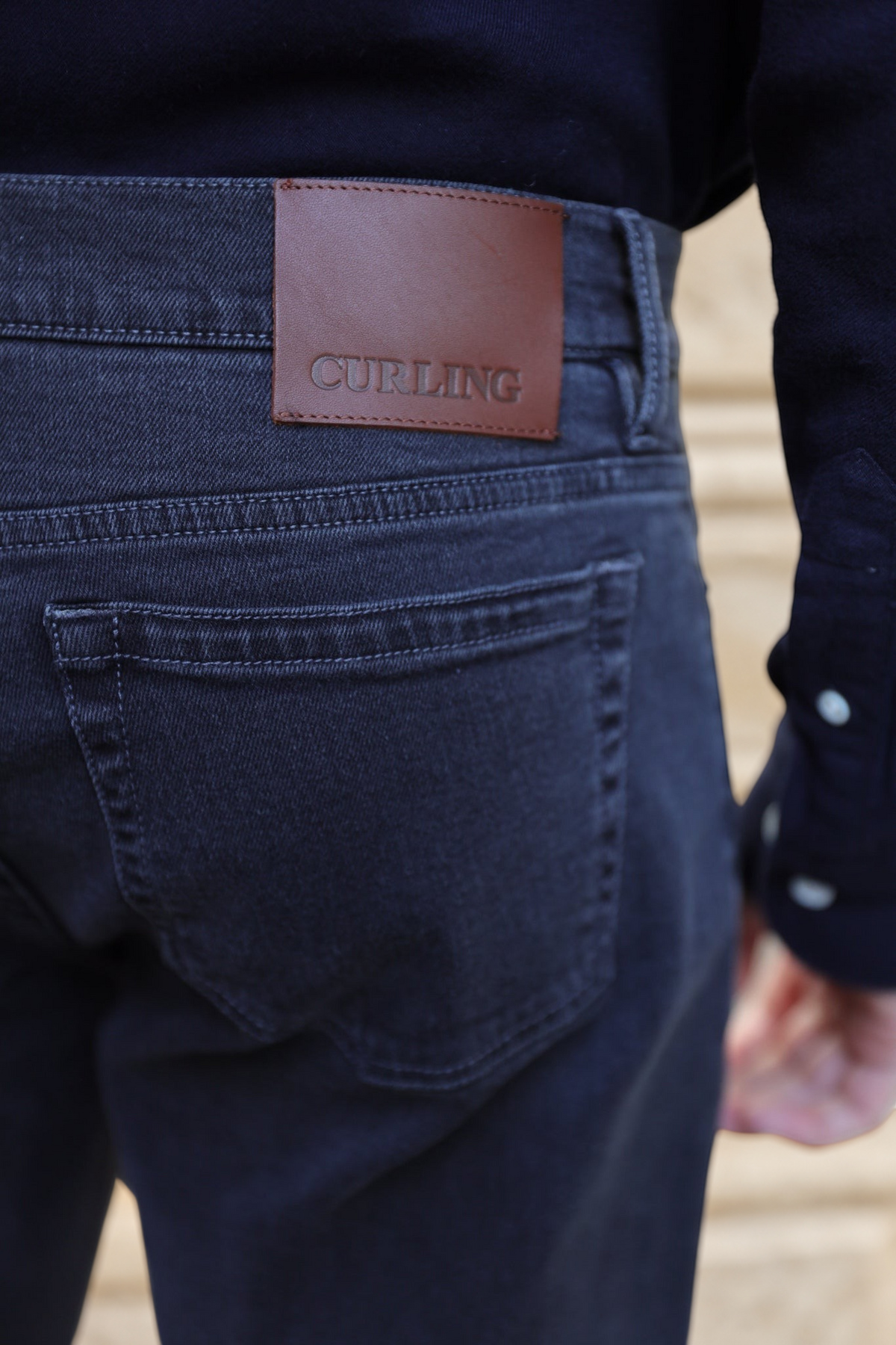 Jeans James en coton stretch - Anthracite-PANTALON HOMME-Curling-Paris